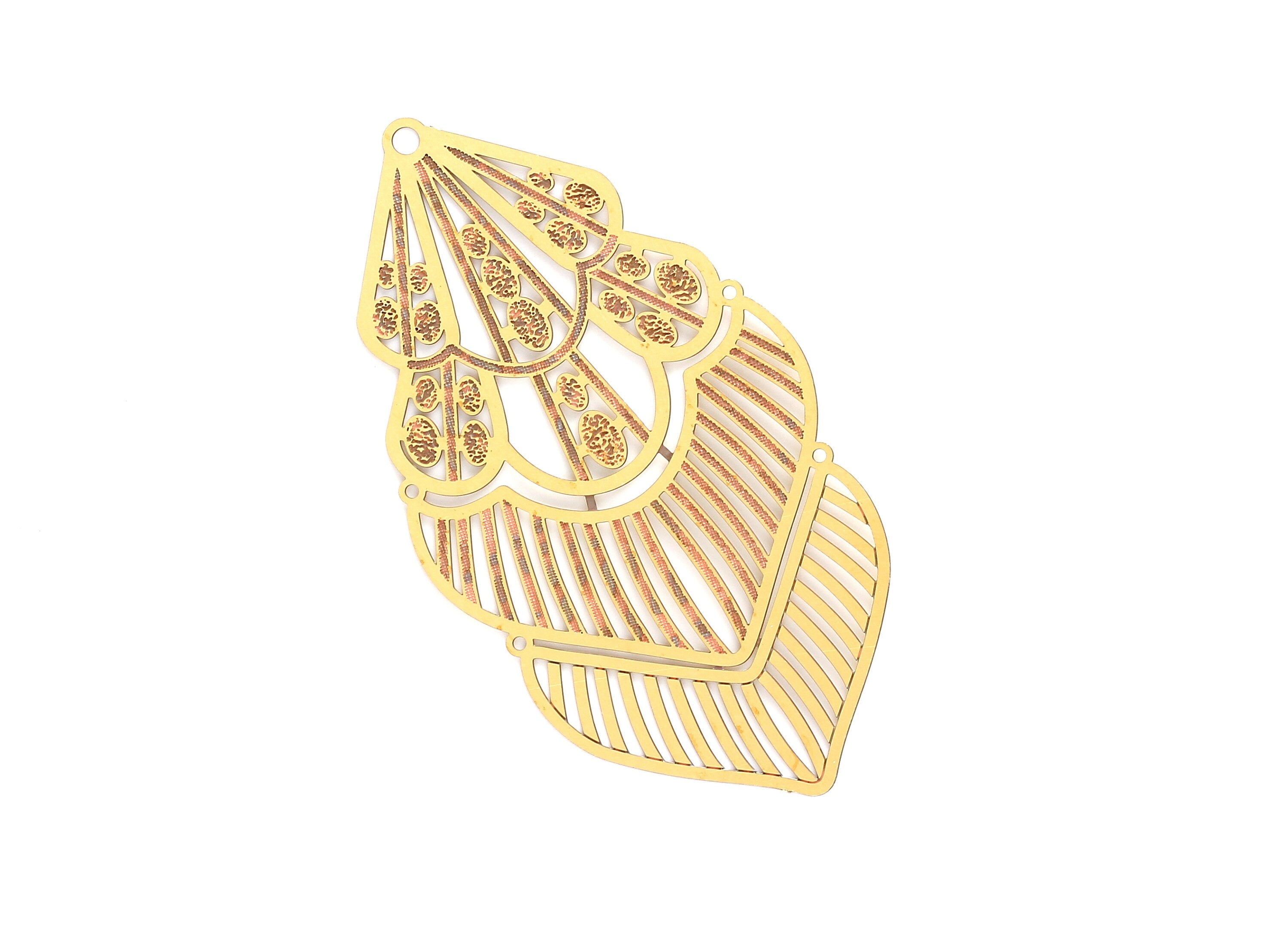 Raw Brass  Hollow Out Earring Charms - Exaggerated Earring Charms - Earring Findings - Jewelry Supplies - 80x43.7x0.3mm - JJA4131 - DOMEDBAZAAR
