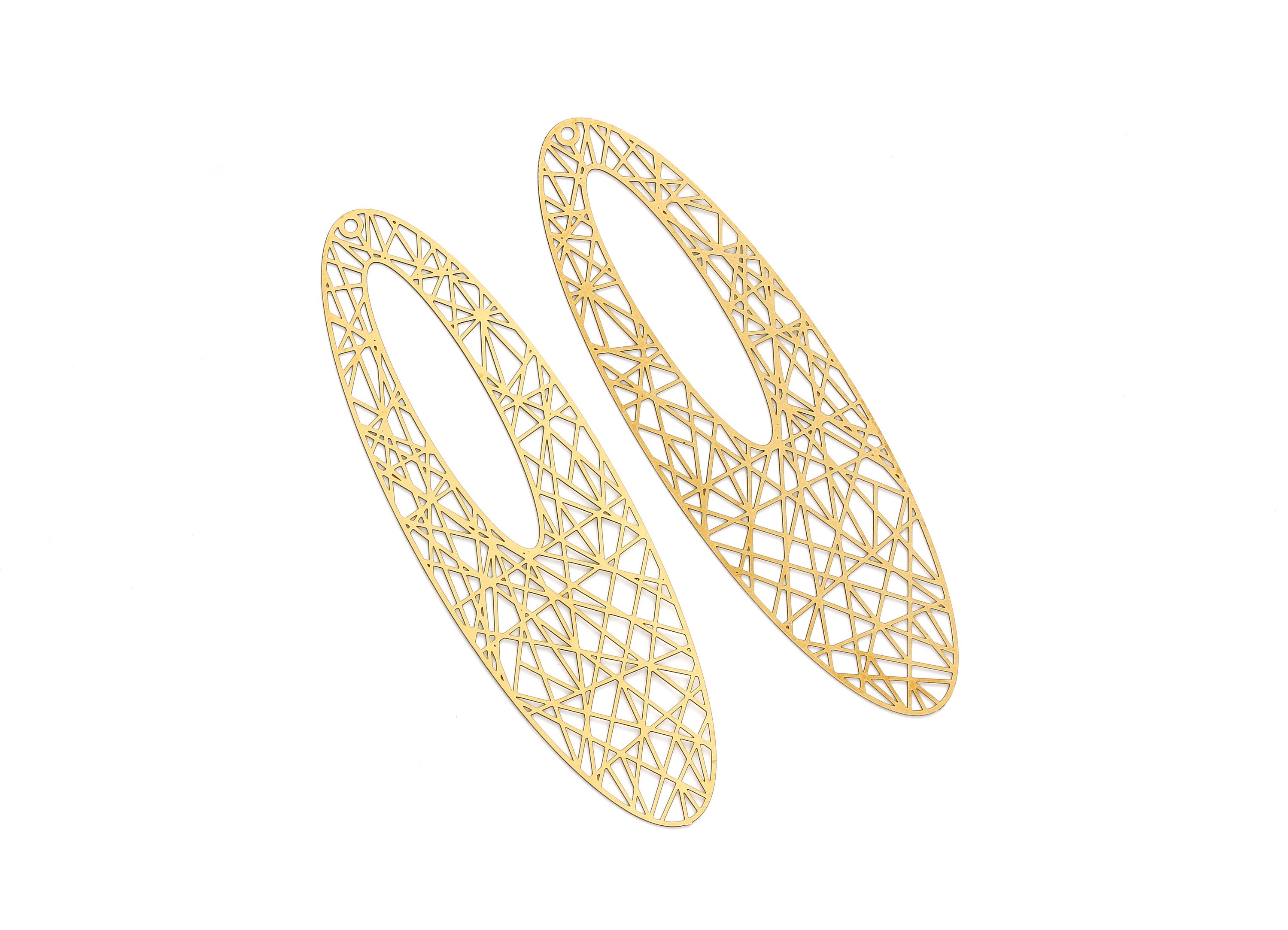 Raw Brass Marquise Shaped Earring Charms - Halow Out Earring Charms - Earring Findings - Jewelry Supplies - 90.3x27.9x0.3mm - JJA4012 - DOMEDBAZAAR