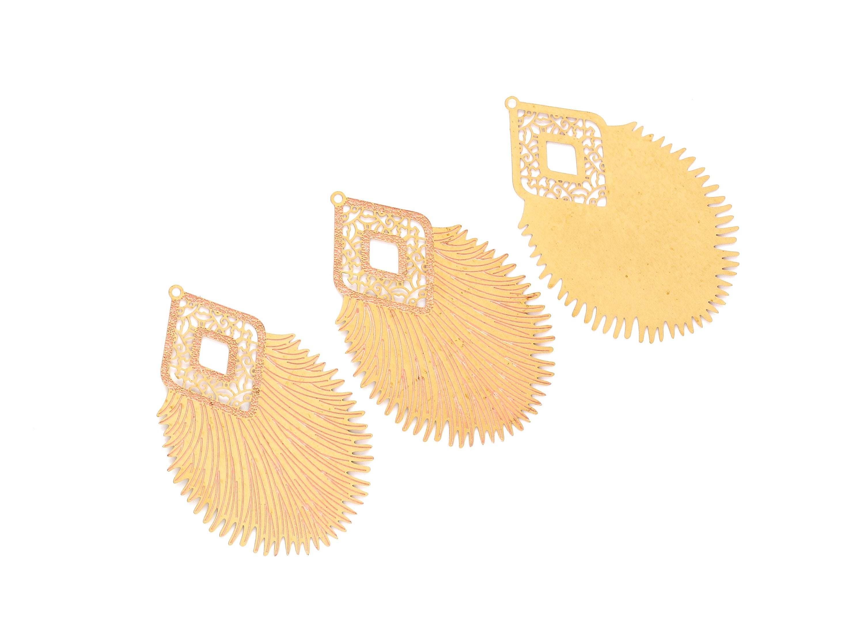 Raw Brass Marquise Shaped Earring Charms - Halow Out Earring Charms - Earring Findings - Jewelry Supplies - 64.7x42.2x0.3mm - JJB3957 - DOMEDBAZAAR
