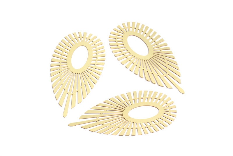 Raw Brass Marquise Shaped Earrings Charms - Hallow Out Earring Charms - Earring Findings - Jewelry Supplies - 60.2x29.7x0.3mm - JJB2814 - DOMEDBAZAAR