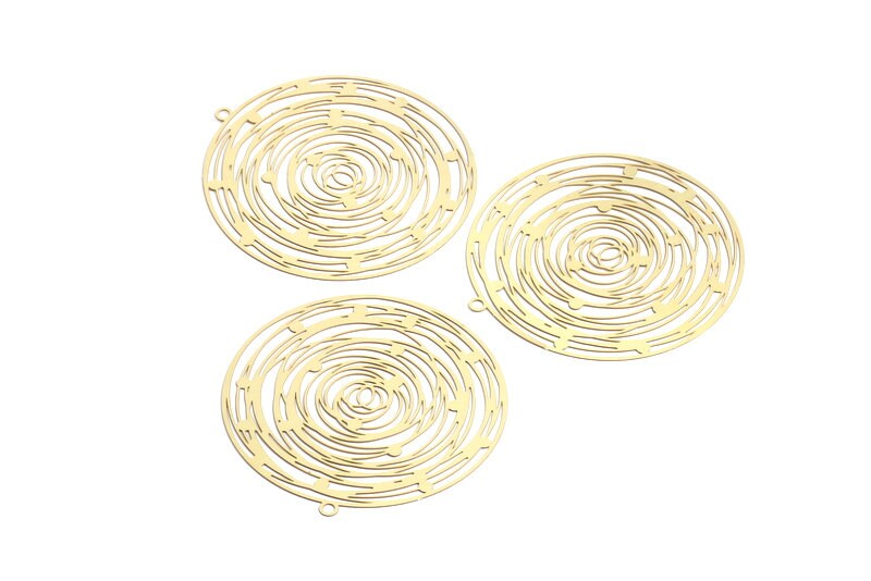 Raw Brass Circular Shaped Earring Charms - Hallow Out Earring Charms - Earring Findings - Jewelry Supplies - 52.5x50.1x0.3mm - JJB2610 - DOMEDBAZAAR