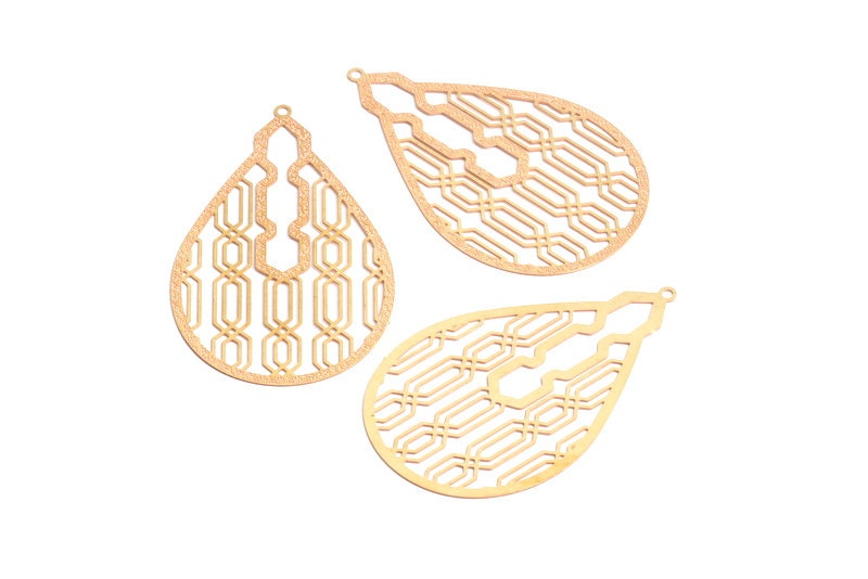 Raw Brass Marquise Shaped Earrings Charms - Hallow Out Earring Charms - Earring Findings - Jewelry Supplies - 52.1x32.4x0.3mm - JJB3767 - DOMEDBAZAAR