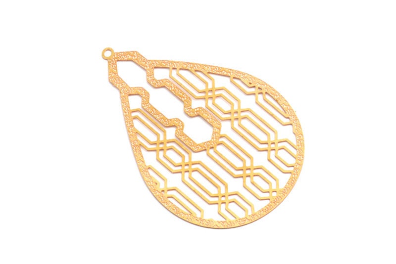 Raw Brass Marquise Shaped Earrings Charms - Hallow Out Earring Charms - Earring Findings - Jewelry Supplies - 52.1x32.4x0.3mm - JJB3767 - DOMEDBAZAAR