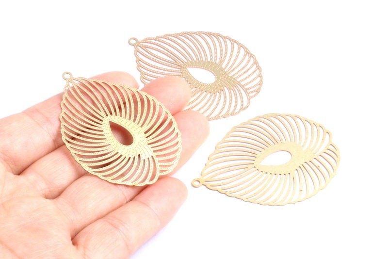 Raw Brass Marquise Shaped Earrings Charms - Hallow Out Earring Charms - Earring Findings - Jewelry Supplies - 49.8x38.1x0.3mm - JJB3833 - DOMEDBAZAAR