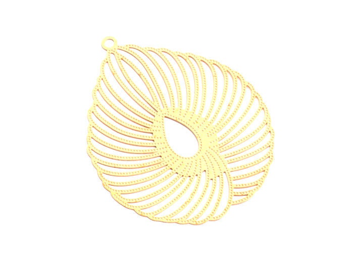 Raw Brass Marquise Shaped Earrings Charms - Hallow Out Earring Charms - Earring Findings - Jewelry Supplies - 49.8x38.1x0.3mm - JJB3833 - DOMEDBAZAAR