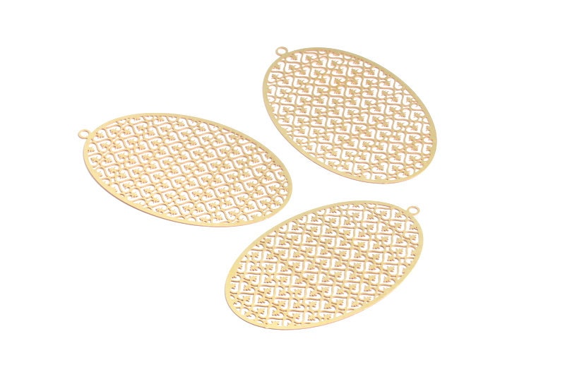 Raw Brass Marquise Shaped Earrings Charms - Hallow Out Earring Charms - Earring Findings - Jewelry Supplies - 70.4x43.8x0.3mm - JJB4195 - DOMEDBAZAAR