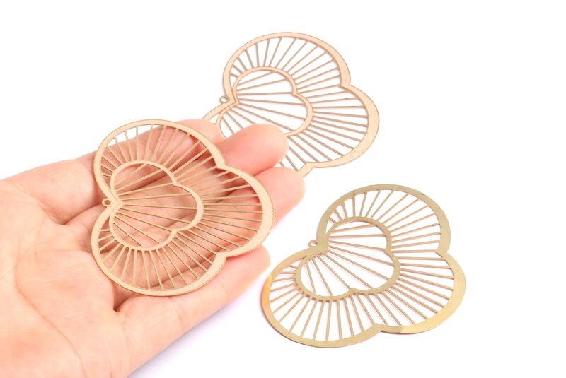 Raw Brass  Hollow Out Earring Charms - Exaggerated Earring Charms - Earring Findings - Jewelry Supplies - 48.7x64.5x0.3mm - JJA4005 - DOMEDBAZAAR