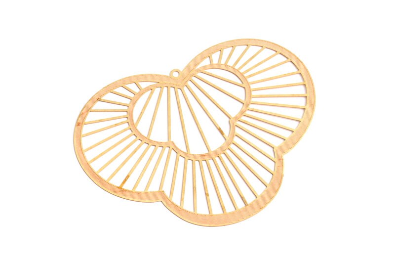 Raw Brass  Hollow Out Earring Charms - Exaggerated Earring Charms - Earring Findings - Jewelry Supplies - 48.7x64.5x0.3mm - JJA4005 - DOMEDBAZAAR