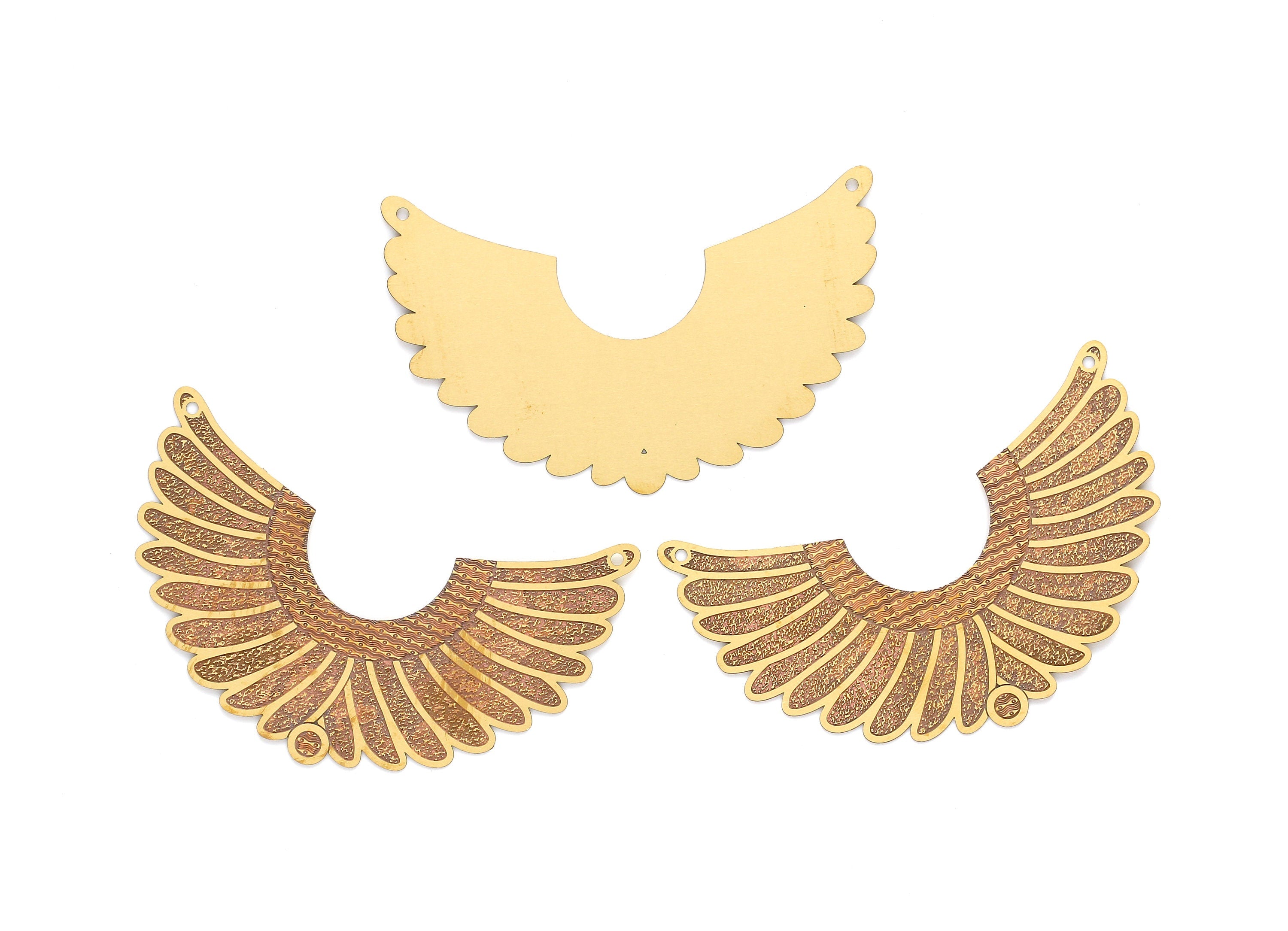 Raw Brass Angel Wing Shaped  Necklace Charms - Hallow Out Necklace Charms - Necklace Findings - Jewelry Supplies - 44x67x0.3mm - JJA3951 - DOMEDBAZAAR