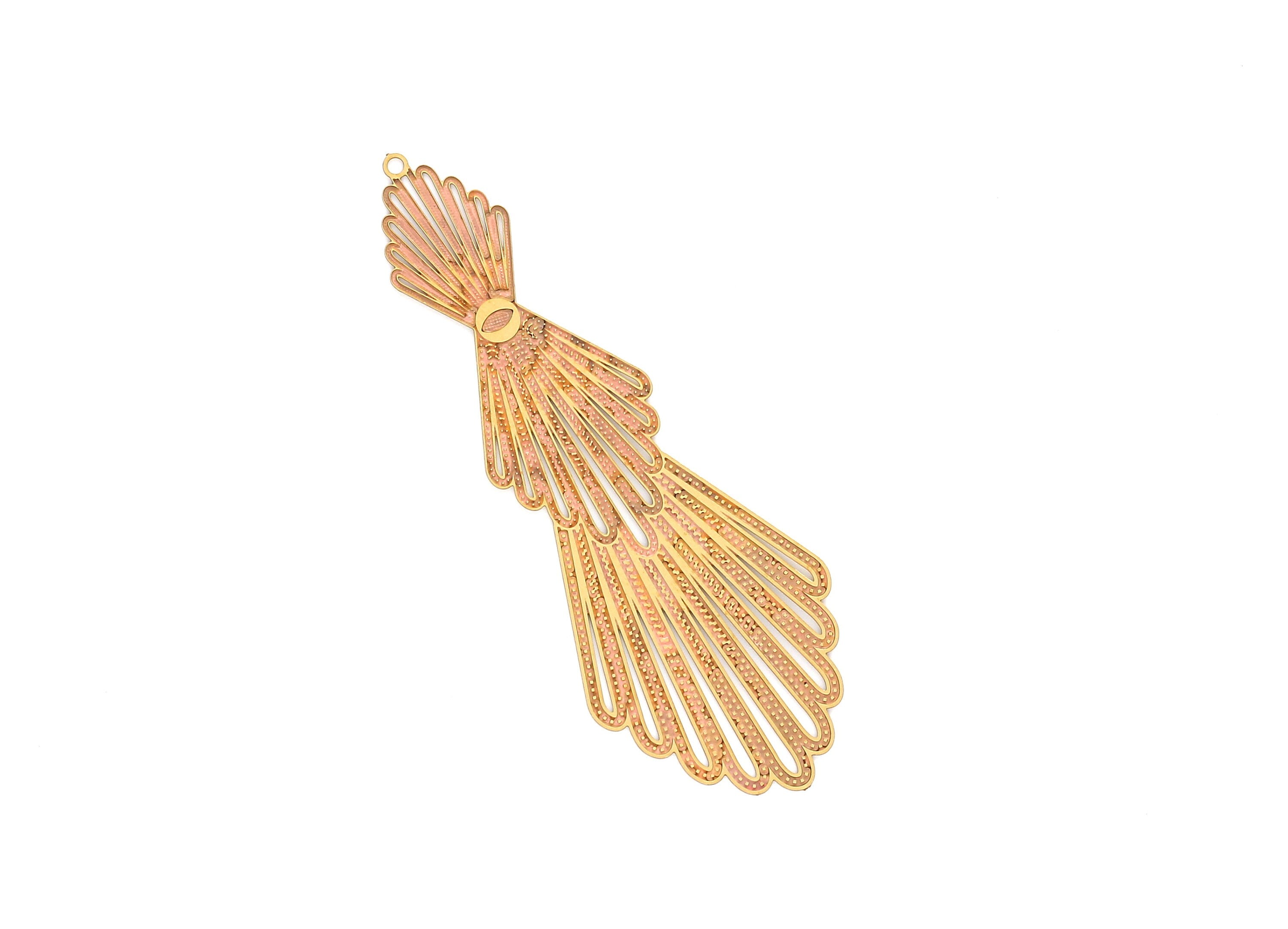 Raw Brass  Hollow Out Earring Charms - Exaggerated Earring Charms - Earring Findings - Jewelry Supplies - 74.7x27x0.3mm - JJB4150 - DOMEDBAZAAR