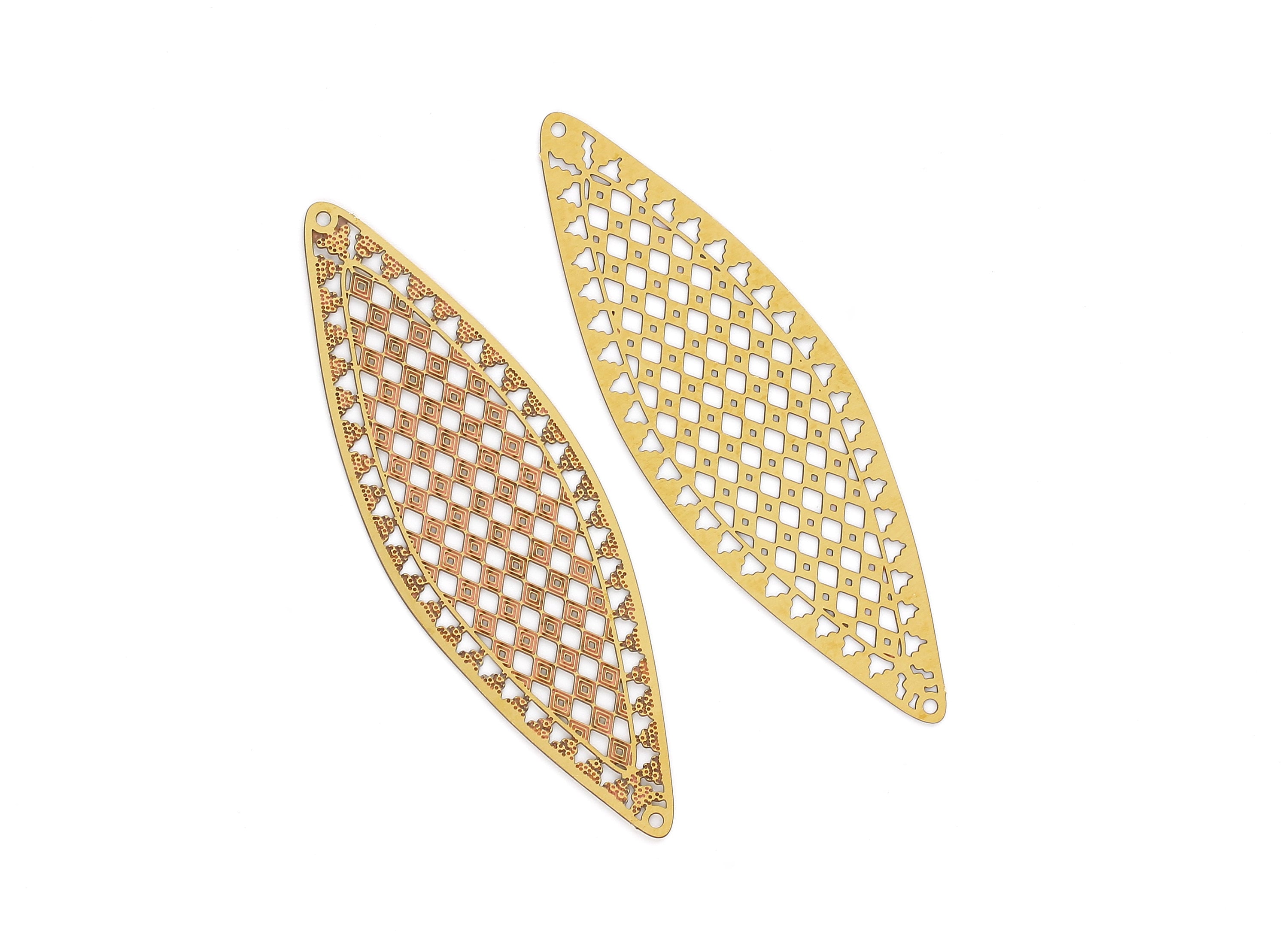 Raw Brass  Hollow Out Earring Charms - Exaggerated Earring Charms - Earring Findings - Jewelry Supplies - 72.6x23.3x0.3mm - JJB4180 - DOMEDBAZAAR