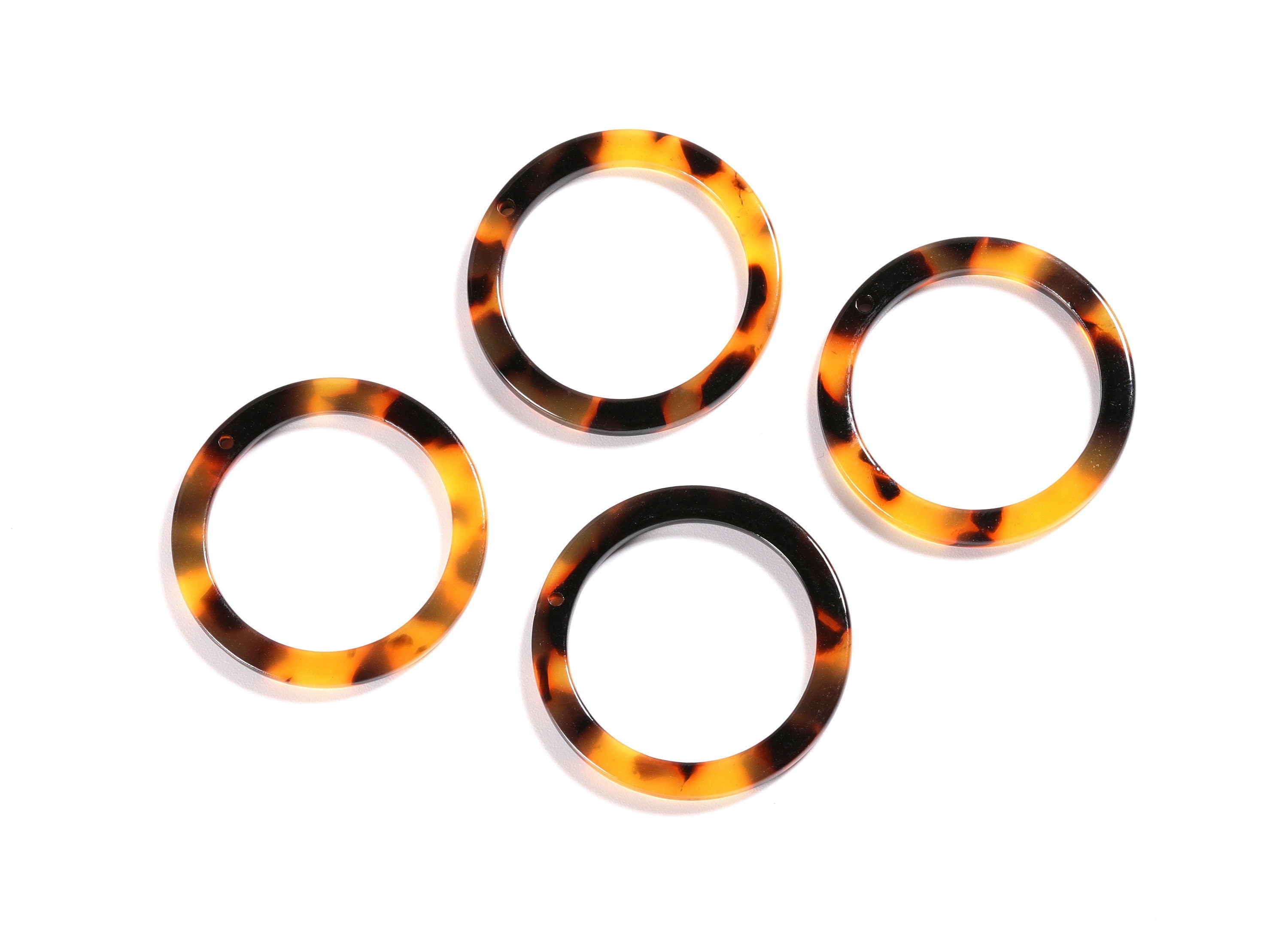 Acetate Hoop Earrings Charms - Tortoise Hoop Shell Earrings - Circle Shaped Pendant - Color Code: A01 - 29.8x29.8x2.52mm - AC1119A - DOMEDBAZAAR