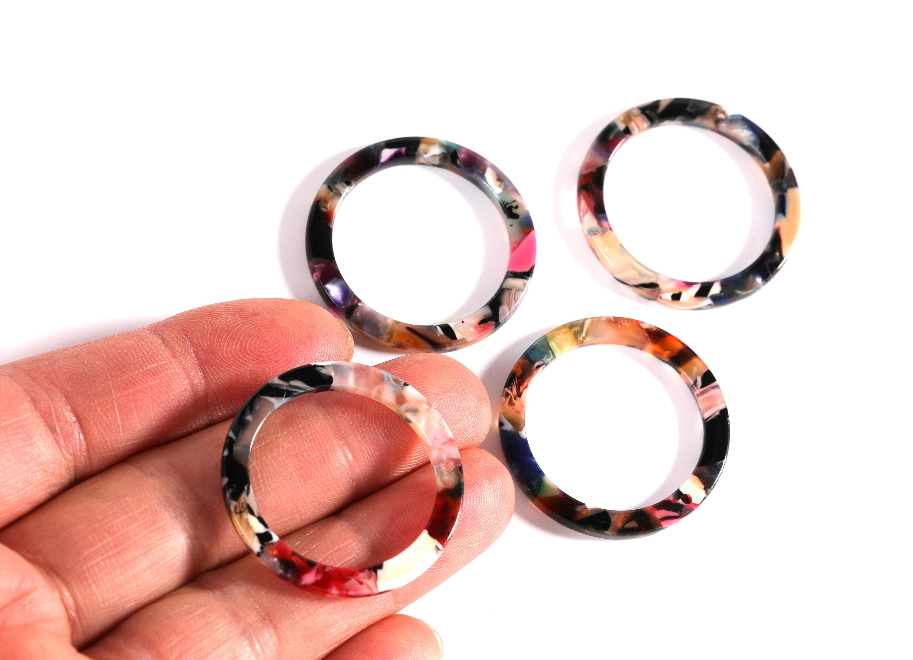 Acetate Hoop Earrings Charms - Acrylic Circle Pendant - Earring Findings - Jewelry Supplies - Color Code: A58 - 29.8x29.8x2.52mm - AC1119E - DOMEDBAZAAR