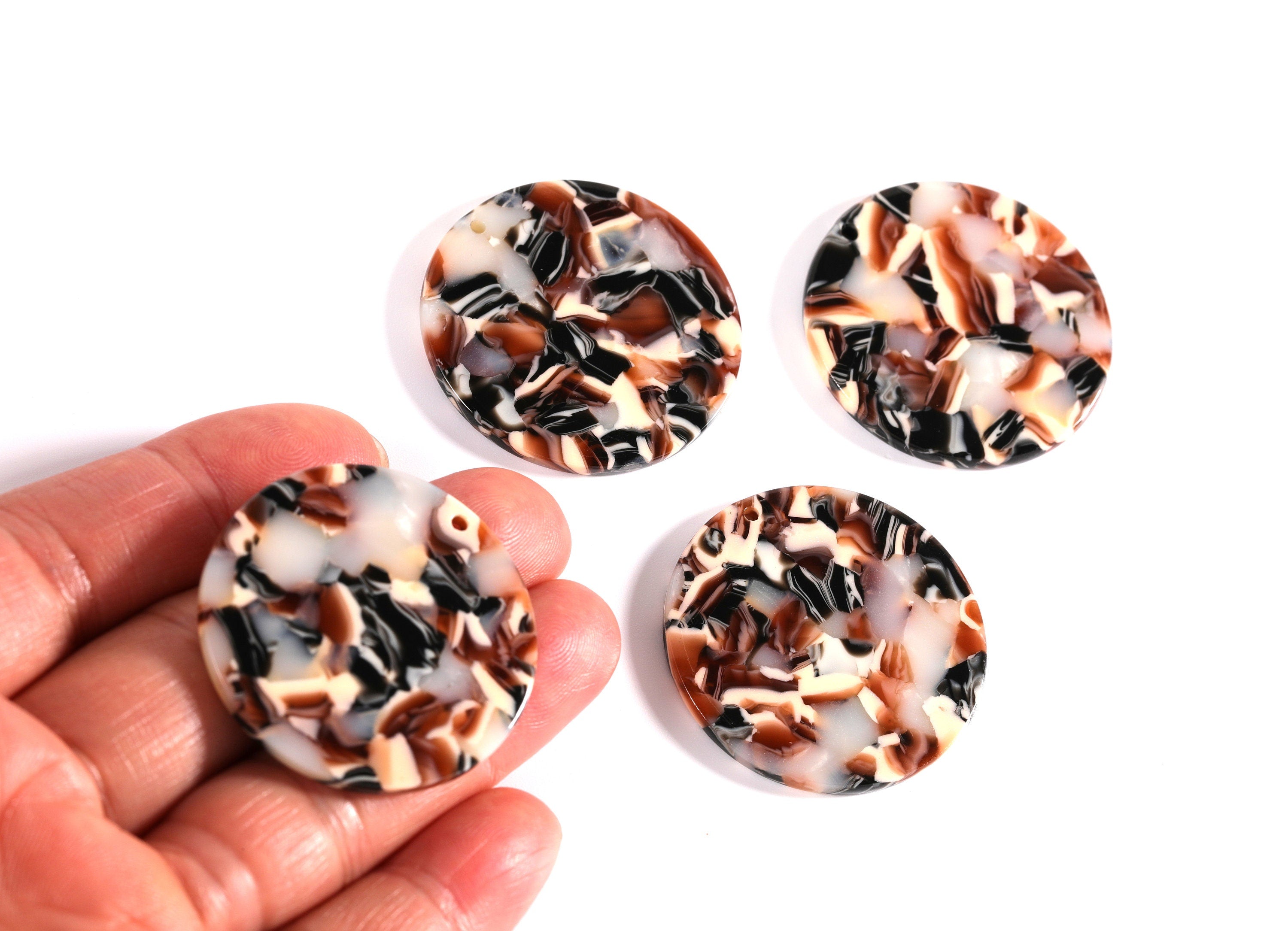Acetate Coin Earring Charms - Coin Shaped Pendant - Earring Findings - Jewelry Supplies - Color Code: A51 - 34.7x34.7x2.66mm - AC1135N - DOMEDBAZAAR