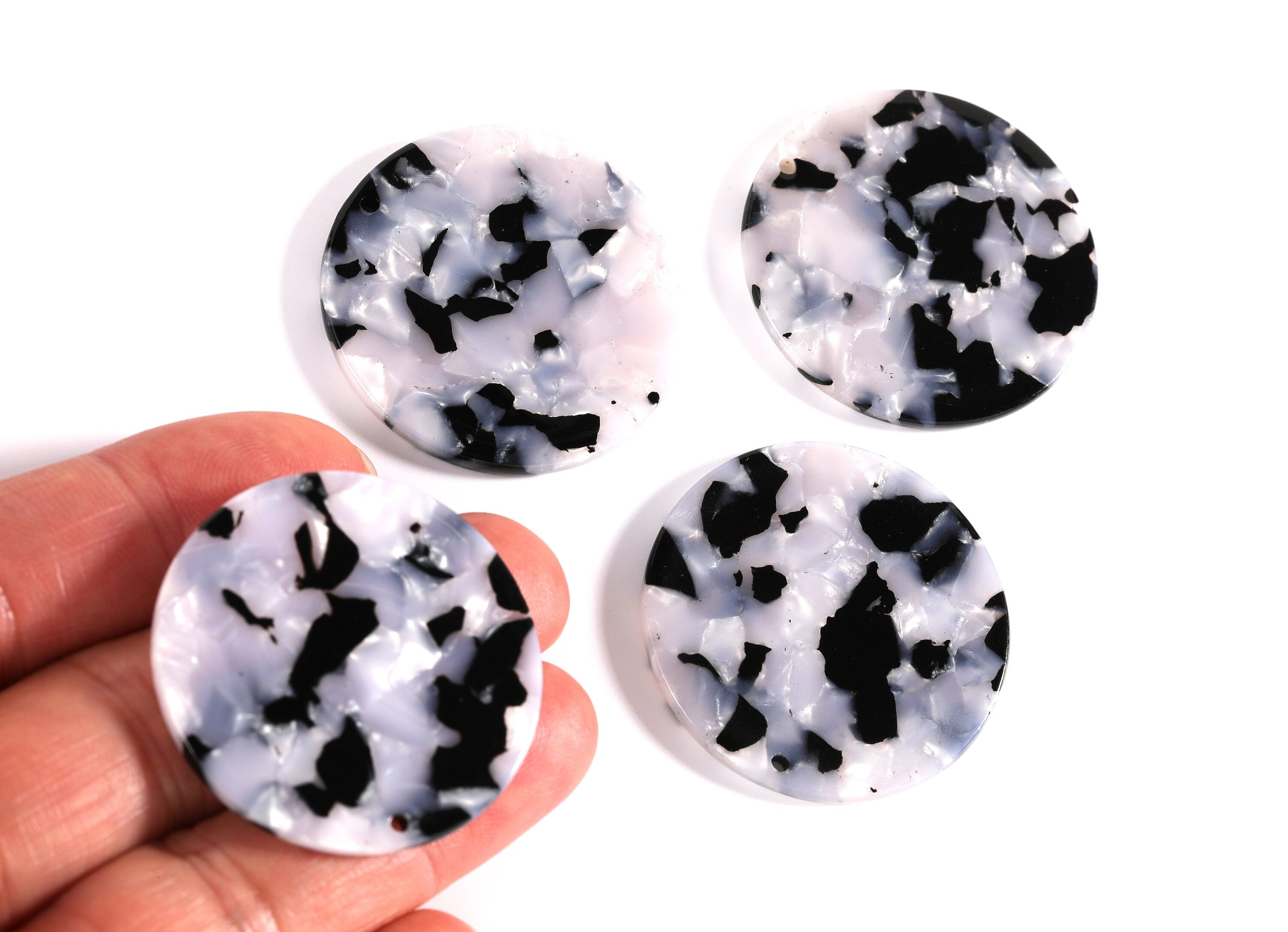 Acetate Acrylic Earring Charms - Tortoise Shell Earrings - Coin Shaped Pendant - Color Code: A15 - 34.7x34.7x2.66mm - AC1135B - DOMEDBAZAAR