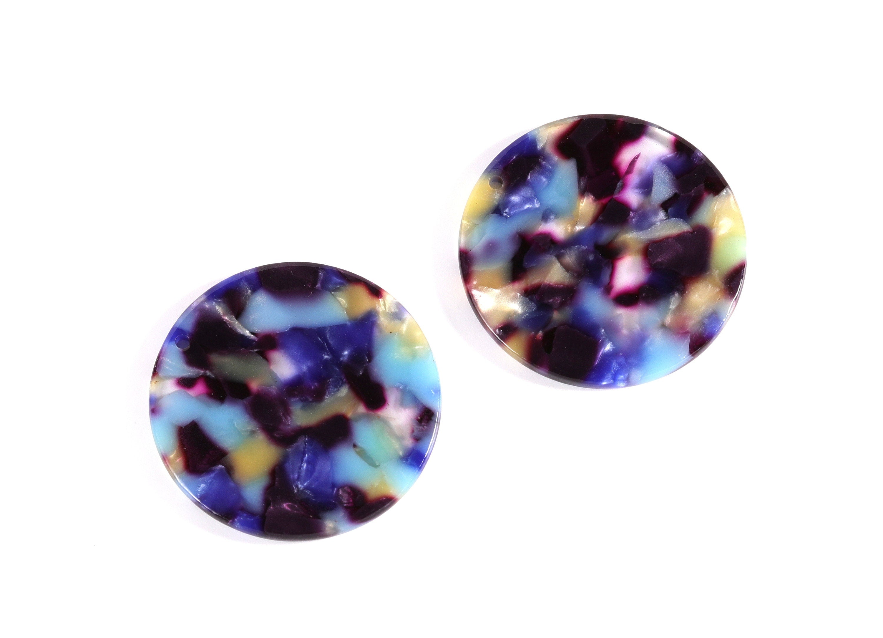 Acetate Coin Earring Charms - Coin Shaped Pendant - Earring Findings - Jewelry Supplies - Color Code: A23 - 34.7x34.7x2.66mm - AC1135E - DOMEDBAZAAR