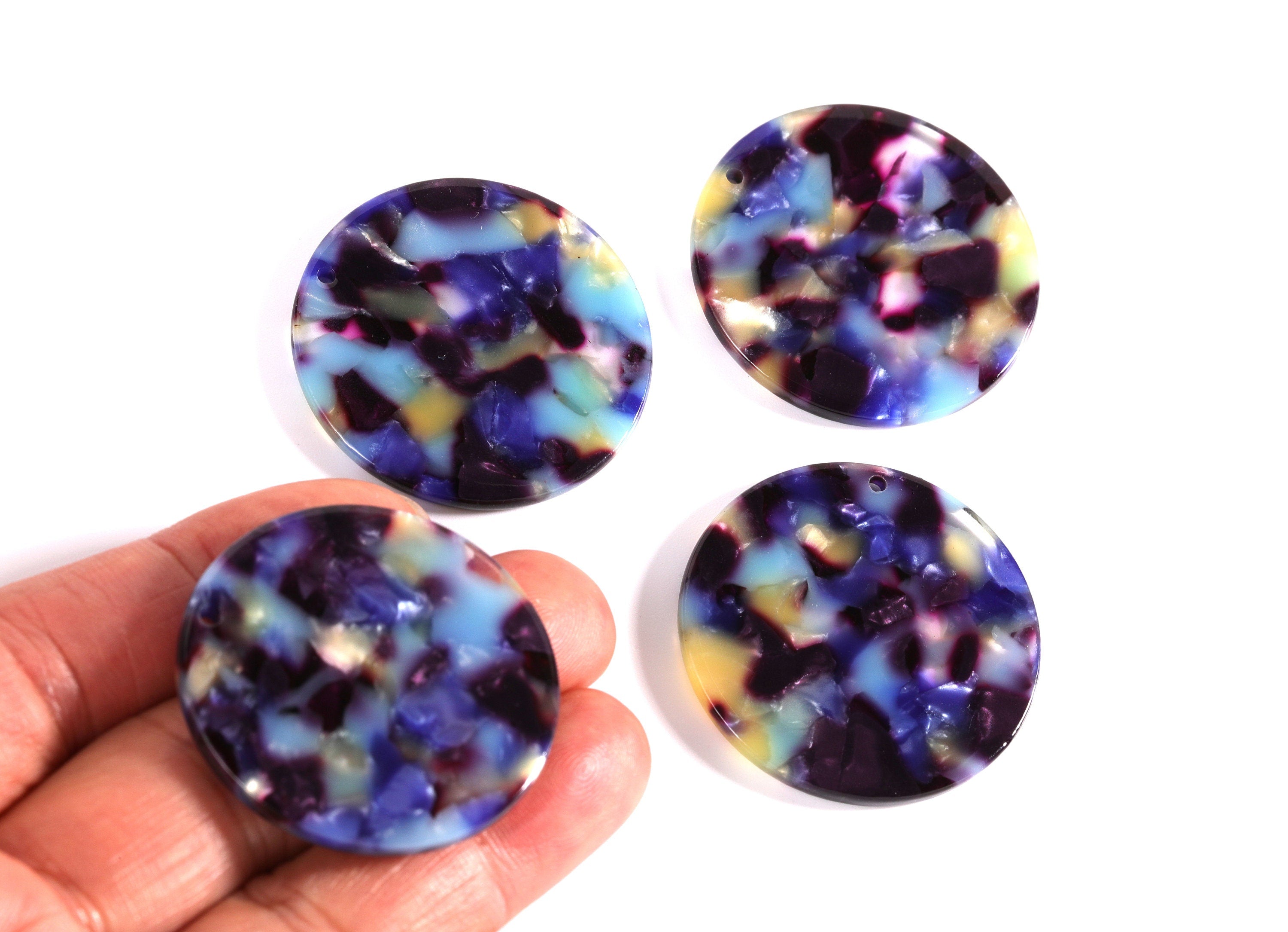 Acetate Coin Earring Charms - Coin Shaped Pendant - Earring Findings - Jewelry Supplies - Color Code: A23 - 34.7x34.7x2.66mm - AC1135E - DOMEDBAZAAR