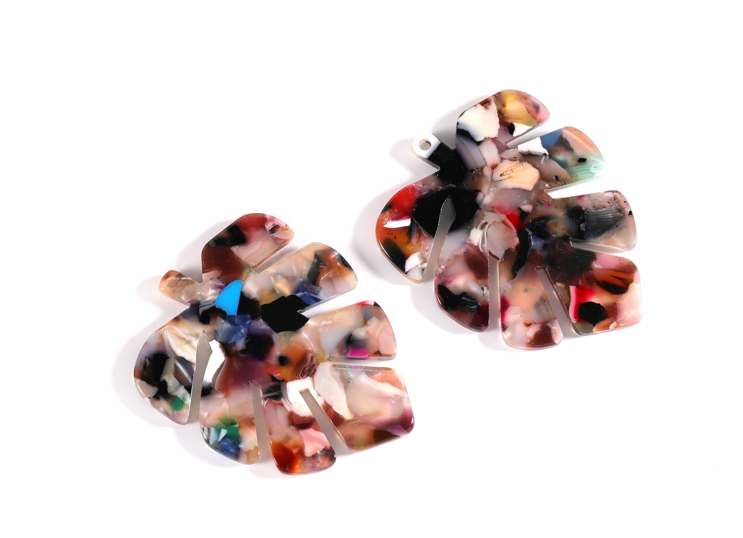 Acetate Leaf Charms -  Leaf Earrings and Pendant - Earring Findings - Jewelry Supplies - Color Code: A60 - 44x35x2.5mm - AC1052J - DOMEDBAZAAR