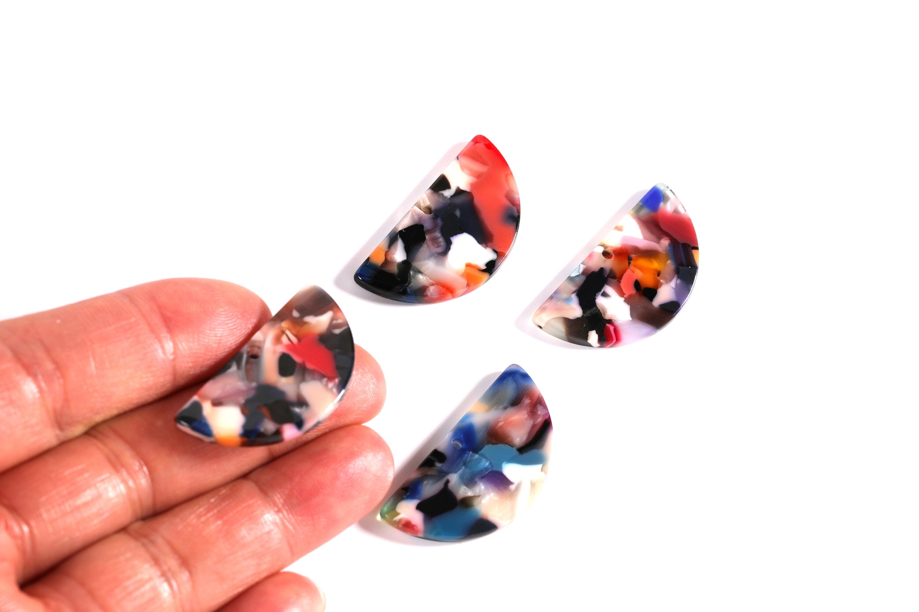 Acetate Semicircle Charms - Semicircle Pendant -  Earring Findings - Jewelry Supplies - Color Code: A60 - 33.5x16.5x2.6mm - AC1006N - DOMEDBAZAAR