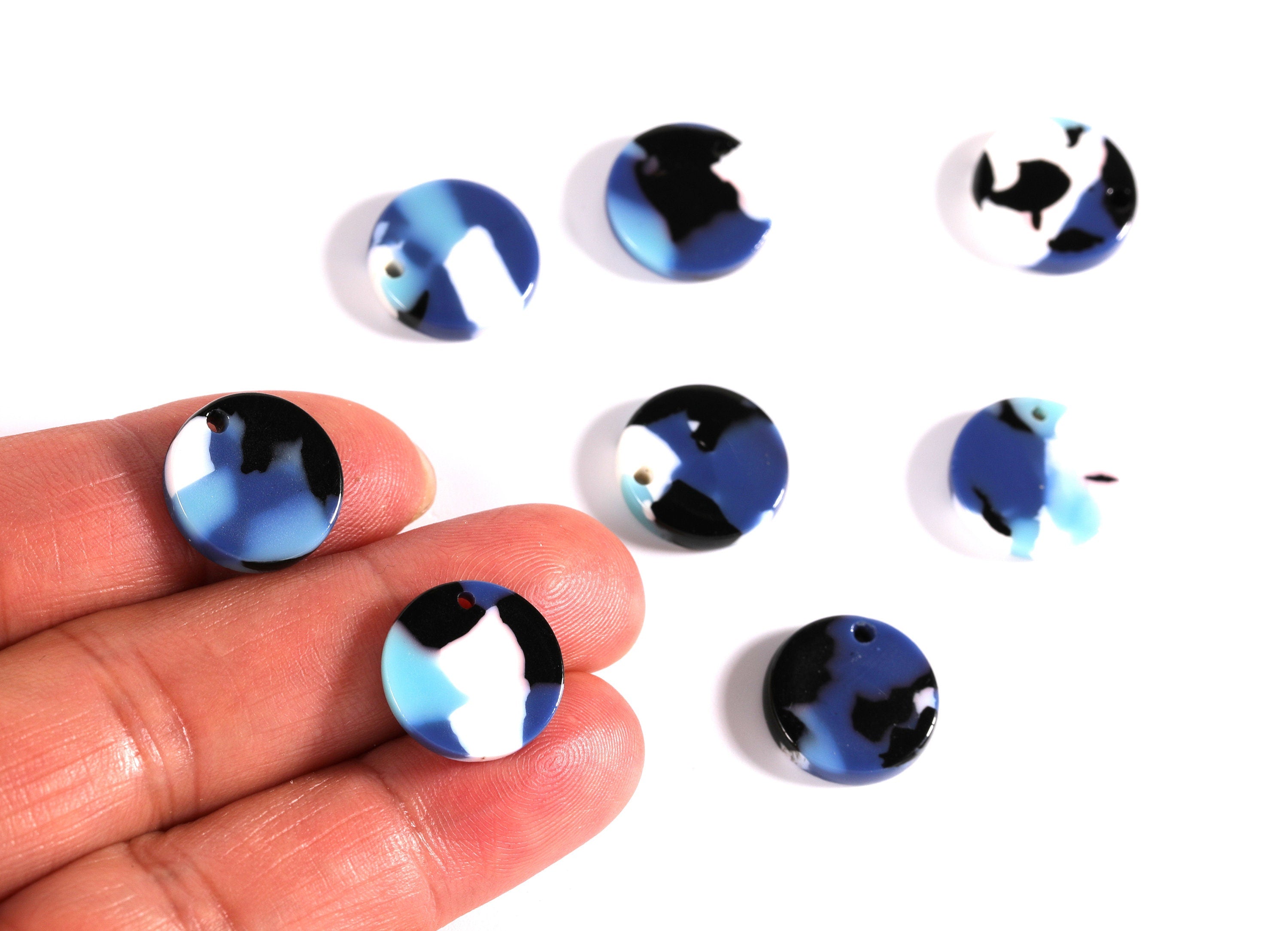 Acetate Coin & Round Charms - Coin and Round Earrings and Pendant - Earring Findings - Color Code: A16 - 14.5x2.5mm - AC1064S - DOMEDBAZAAR