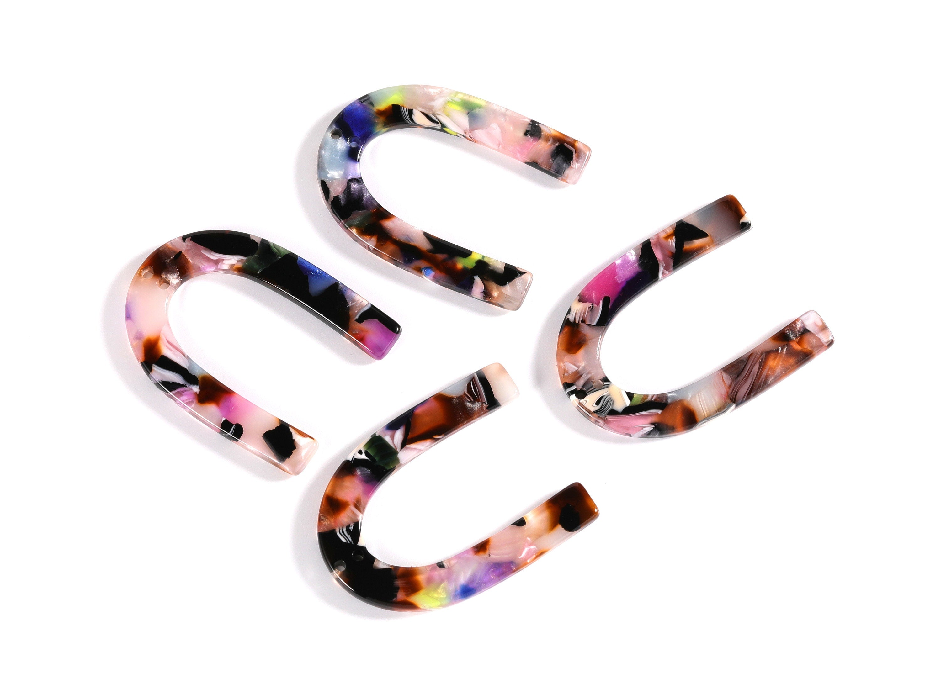 Acetate U Connector - Two Holes - U Earring and Pendant - Jewelry Supplys - Color Code: A11 - 34.61x26.25x2.55mm - AC1114E - DOMEDBAZAAR