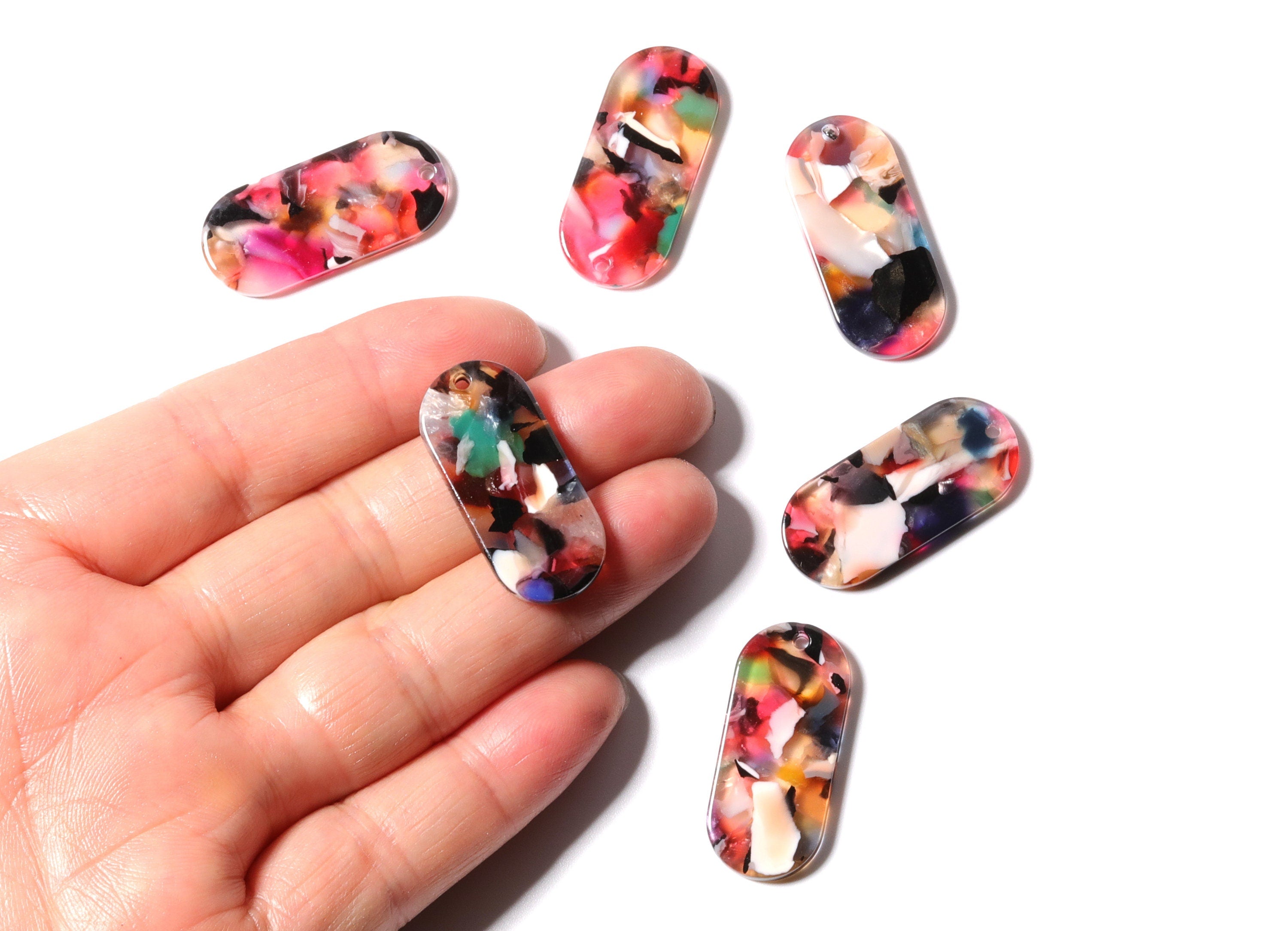 Acetate Oval Earring Charms - Oval Shaped Pendant - Earring Findings - Jewelry Supplies - Color Code: A61 - 30.65x13.76x2.66mm - AC1134L - DOMEDBAZAAR