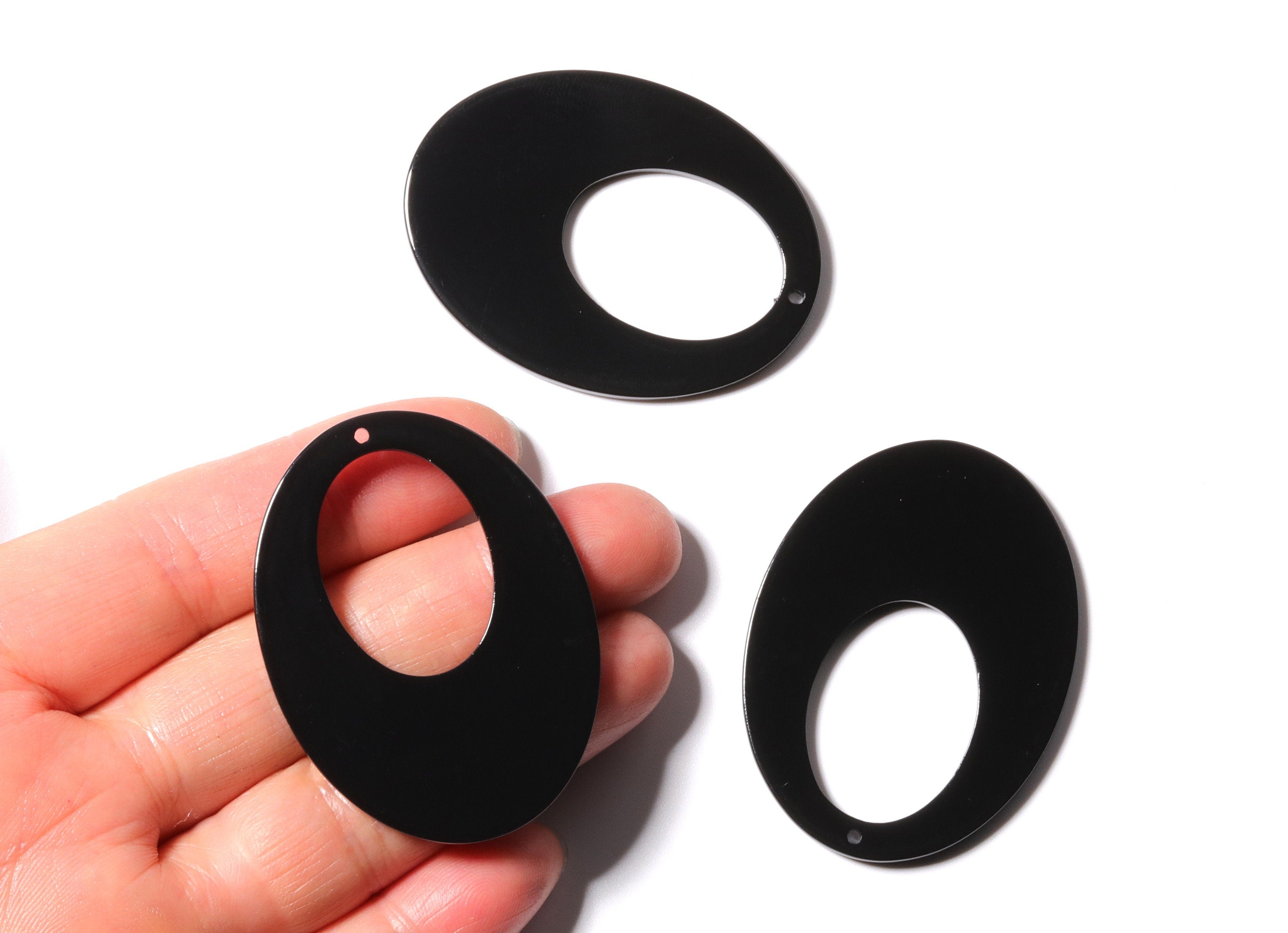 Acetate Cellulose Earring Charm - Oval Shaped Pendant - Earring Findings - Jewelry Supplies - Color Code: A66 - 49.74x37.48x2.12mm - AC1187A - DOMEDBAZAAR