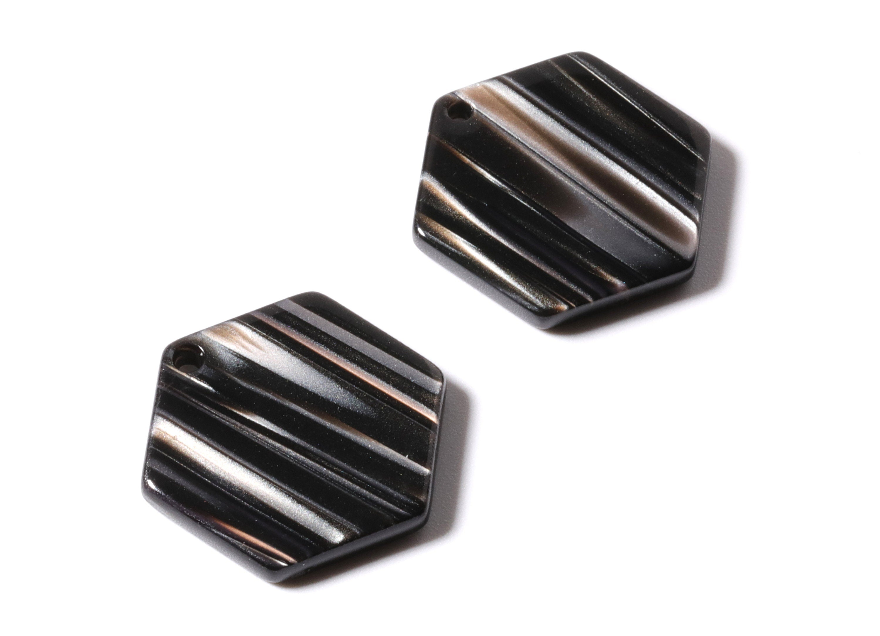 Acetate Hexagon Earring Charms - Hexagon Shaped Pendant - Earring Findings - Jewelry Supplies - Color Code: A76 - 21.55x19x2.6mm - AC1188B - DOMEDBAZAAR