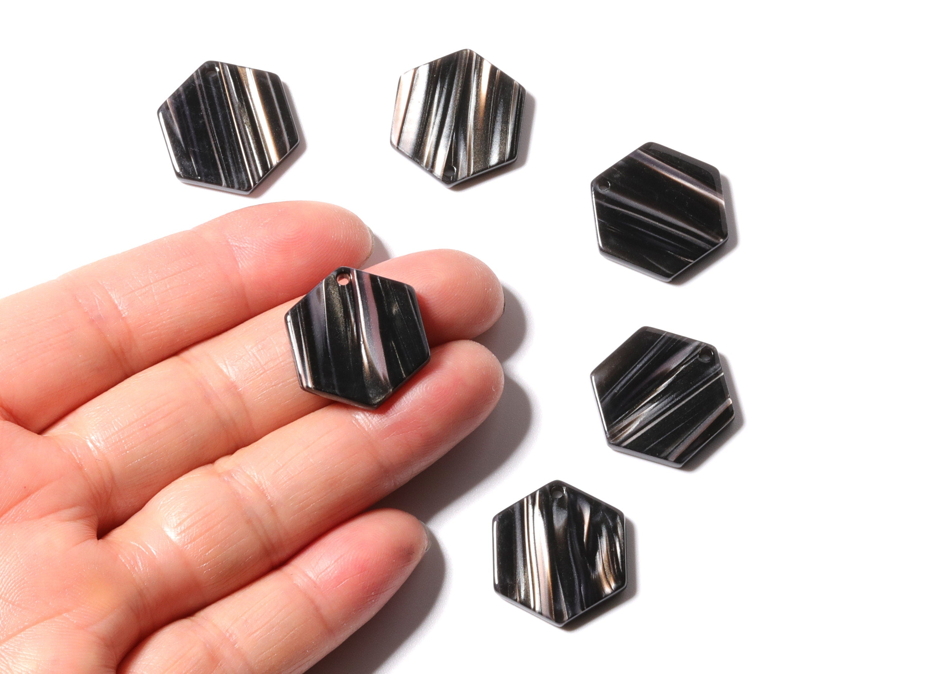 Acetate Hexagon Earring Charms - Hexagon Shaped Pendant - Earring Findings - Jewelry Supplies - Color Code: A76 - 21.55x19x2.6mm - AC1188B - DOMEDBAZAAR