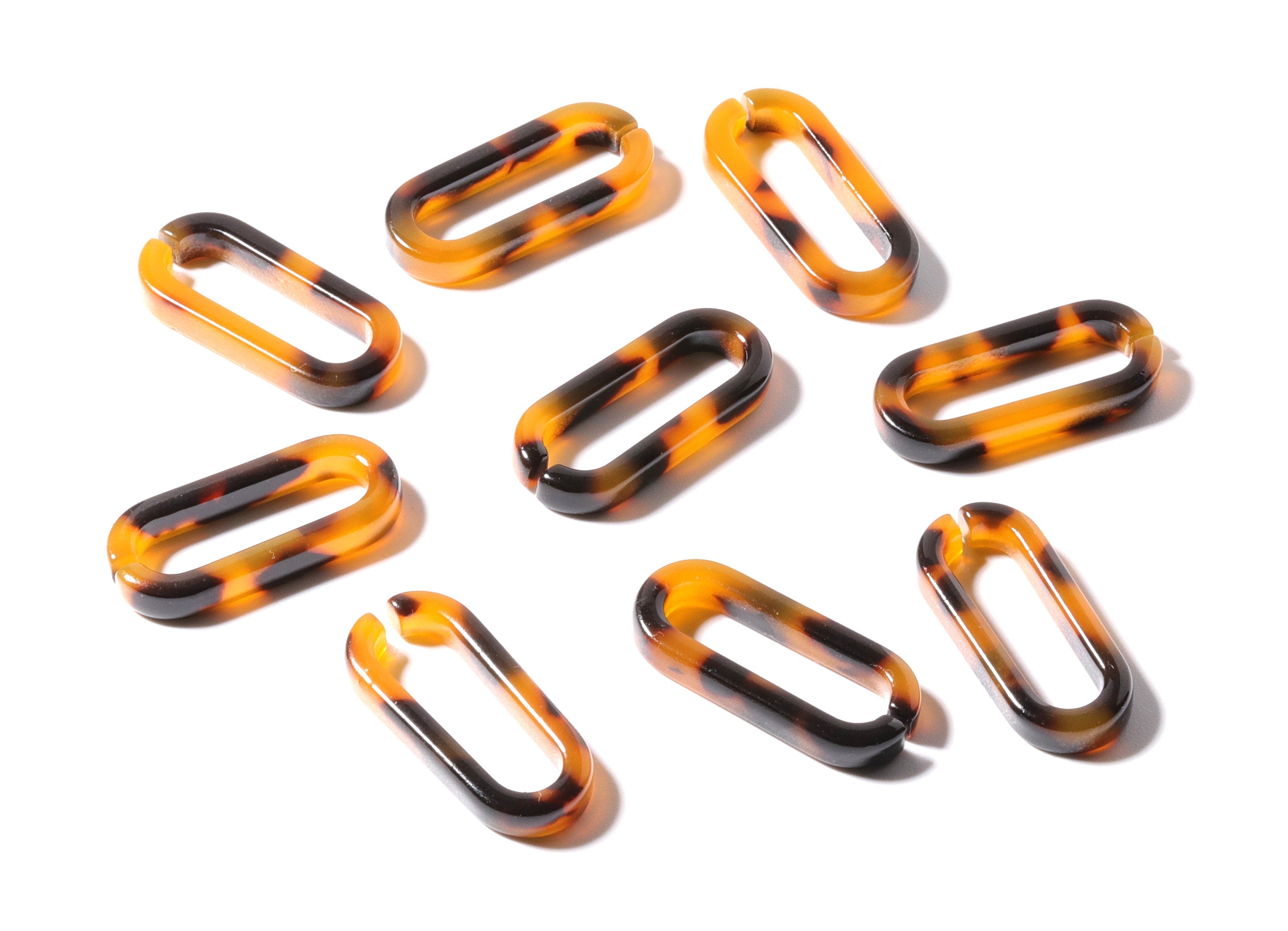 Acetate Acrylic Tortoise Shell Charms - Laser Cut Open Oval Shaped Pendant - Flat Cable Chain - Jewelry Supplies - 27.35x11.84x4mm - AC1189A - DOMEDBAZAAR