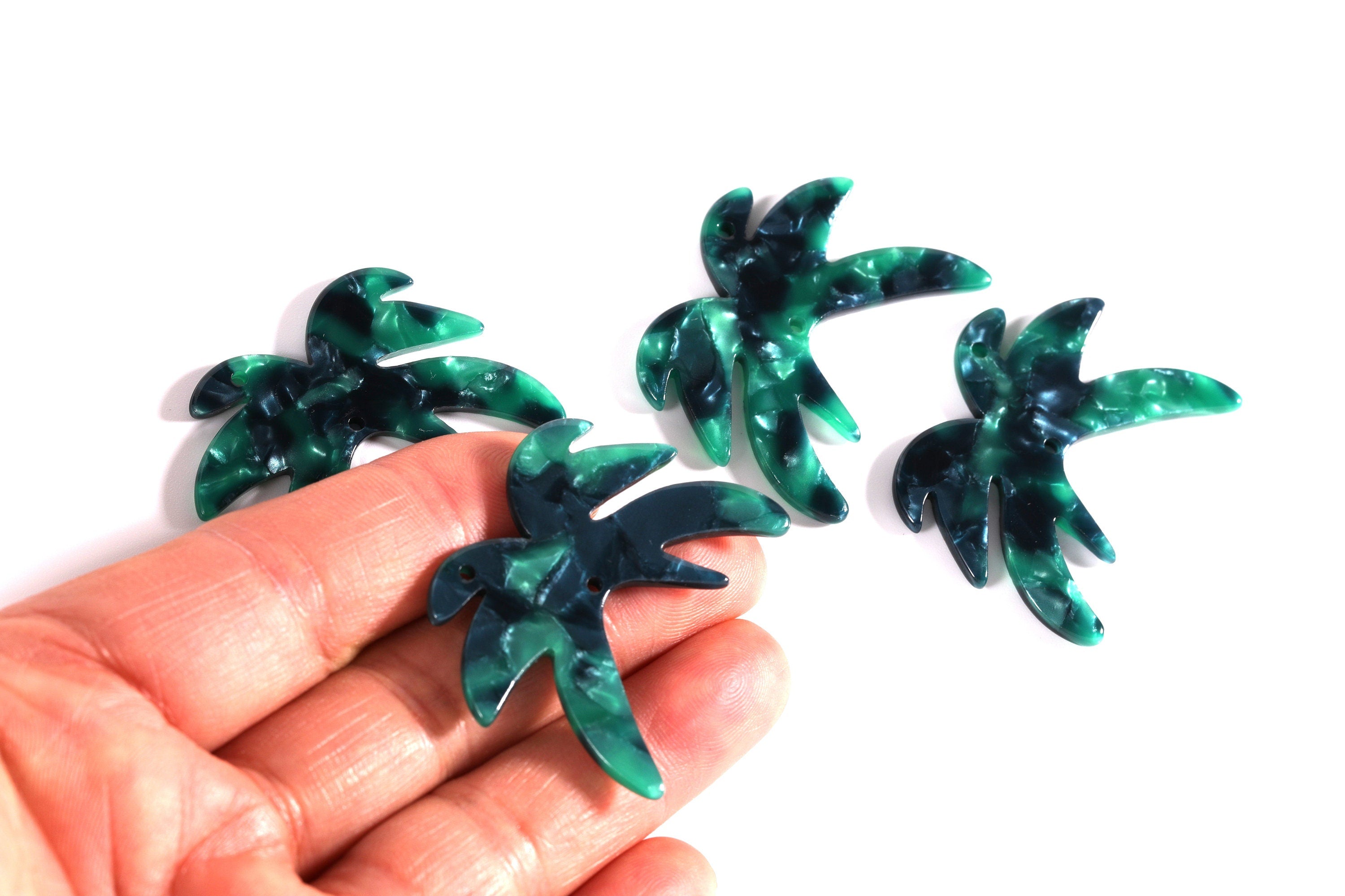 Acetate Coconut Tree Earring Charms - Coconut Tree Pendant - Earring Findings - Jewelry Supplies - Color Code: A13 - 30x38.7x2.54mm - AC1129 - DOMEDBAZAAR