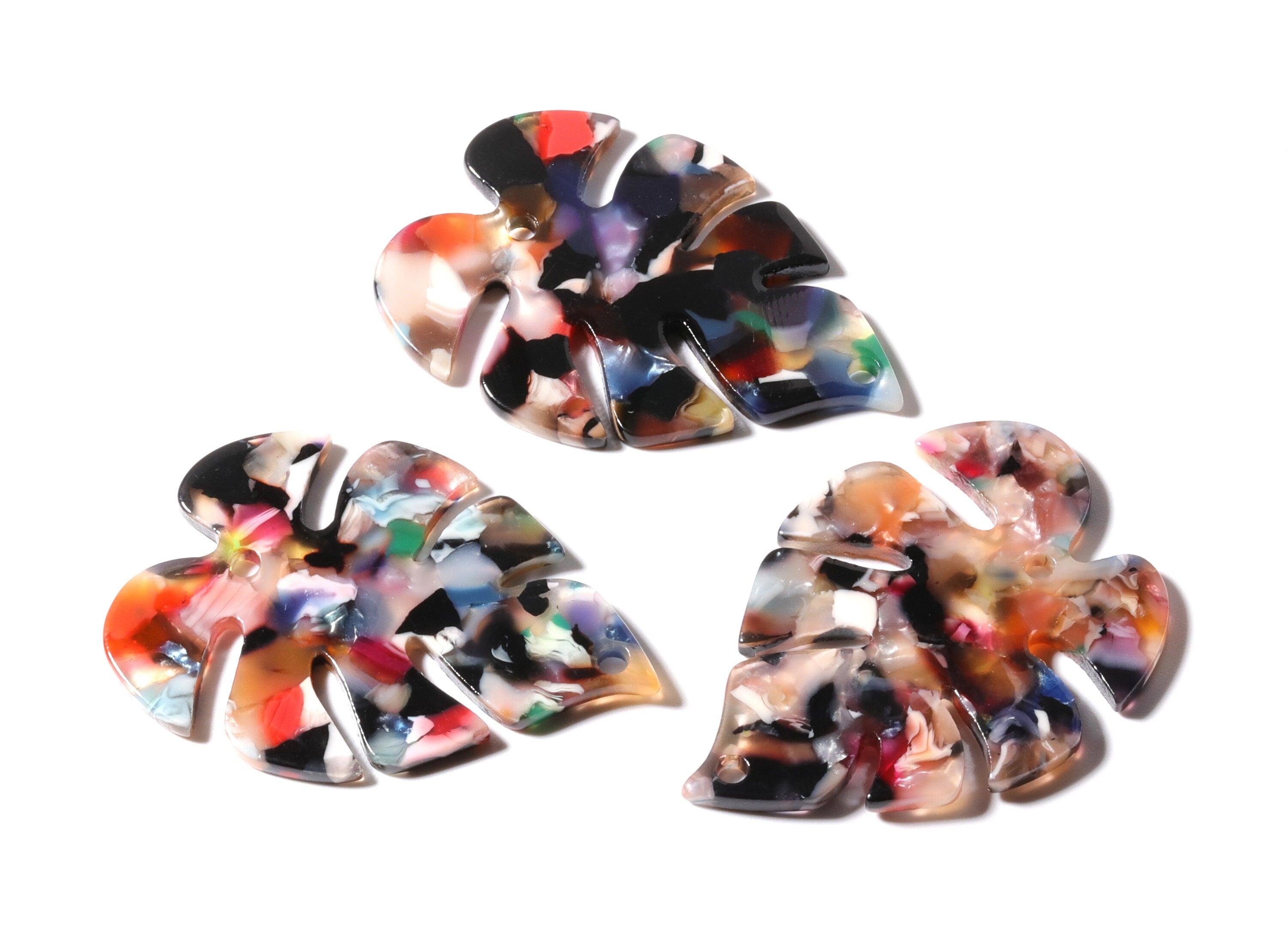 Acetate Leaf Earring Charms - Monstera Leaf Pendant - Earring Findings - Jewelry Supplies - Color Code: A60 - 51x35.5x2.44mm - AC1088J - DOMEDBAZAAR