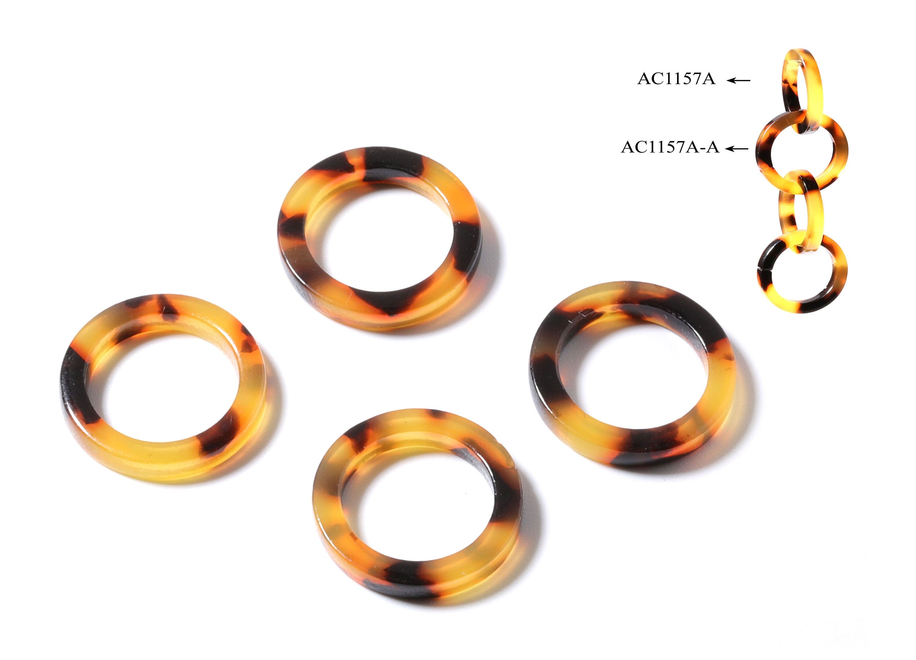 Acetate Acrylic Tortoise Shell Charms - Circle Shaped Pendant - Flat Cable Chain - Color Code: A01 - 16.7x16.7x2.58mm - AC1157A - DOMEDBAZAAR