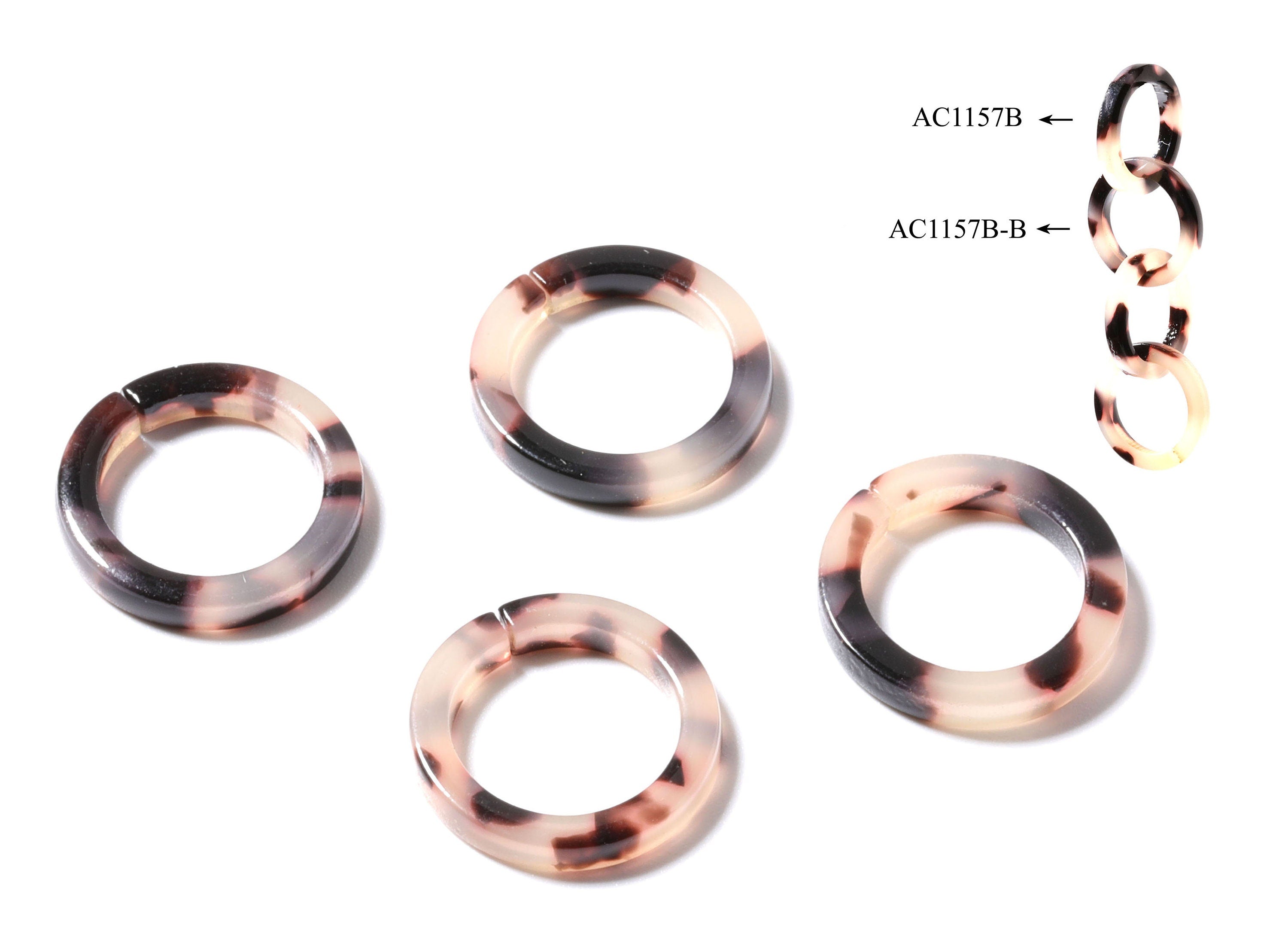 Acetate Acrylic Blonde Tortoise Shell Charms - Laser Cut Open Circle - Flat Cable Chain - Color Code: A06 -  16.7x16.7x2.58mm - AC1157B-B - DOMEDBAZAAR