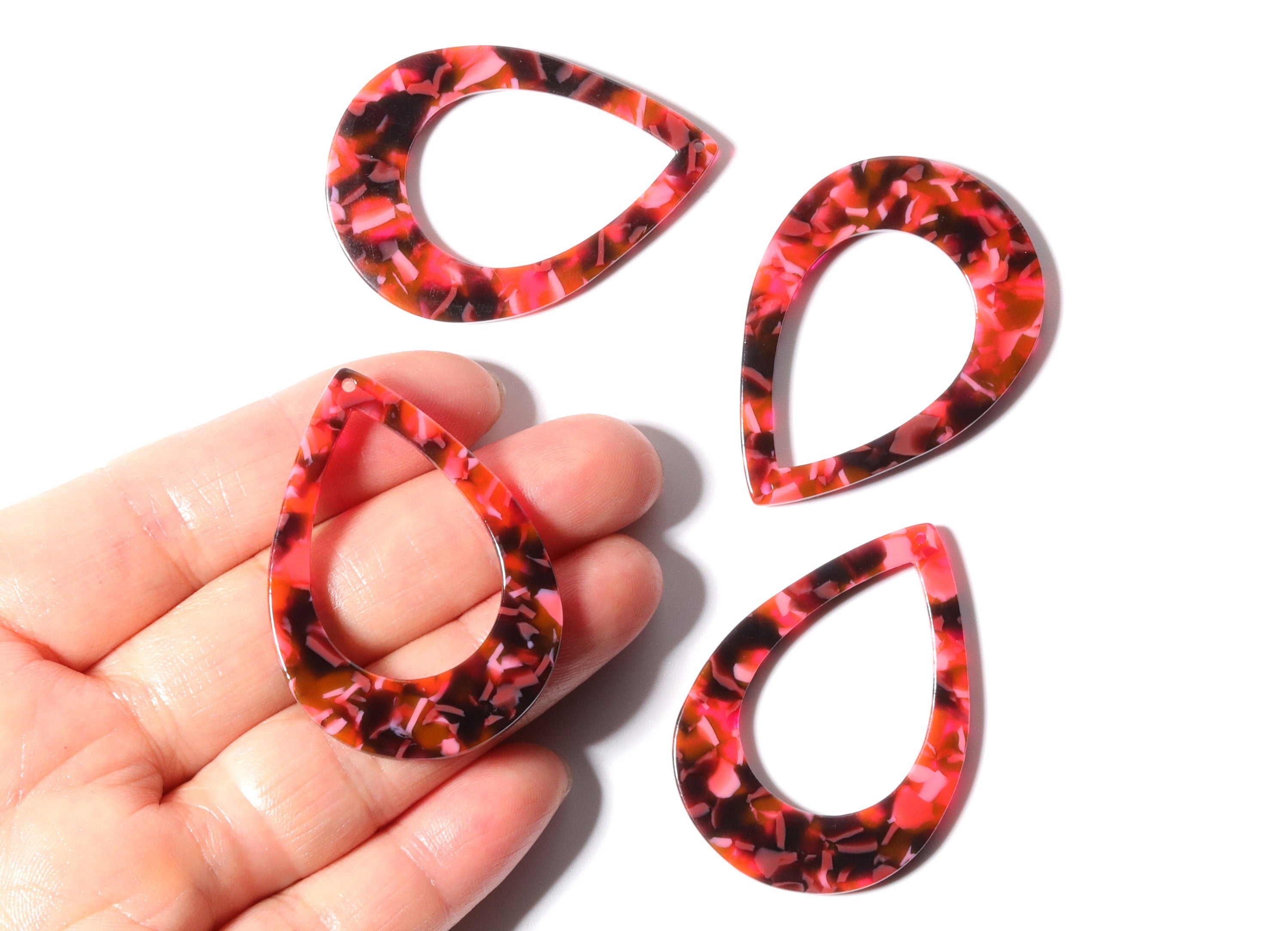 Acetate Drop Charms - Drop Earrings and Pendant - Earring Findings - Jewelry Supplies - Color Code: A93 - 46x2.5mm - AC1022L - DOMEDBAZAAR
