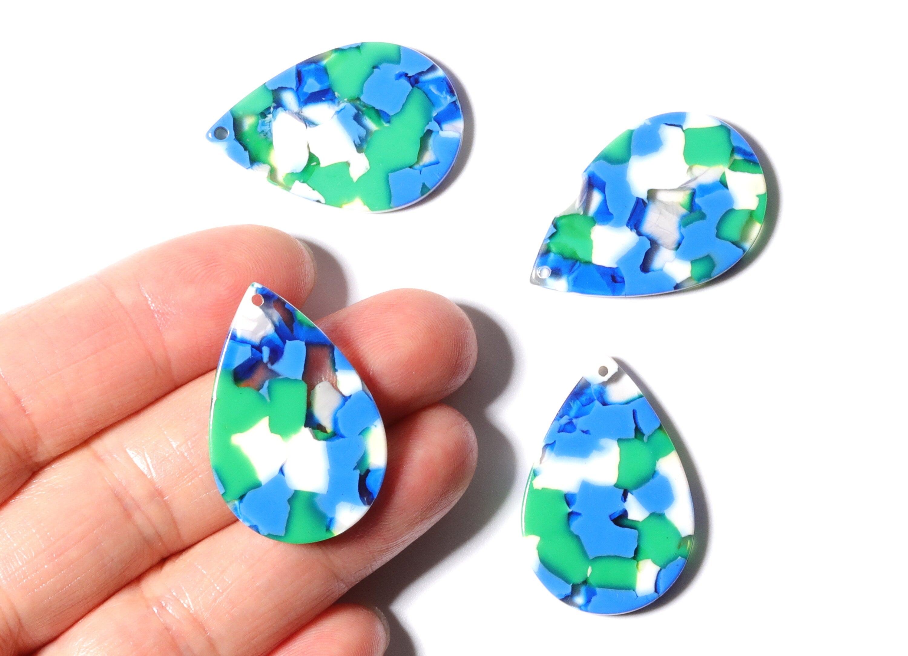 Acetate Drop Charms - Drop Pendant - Earring Findings - Jewelry Supplies - Color Code: A110 - 30.5x21x2.6mm - AC1127J - DOMEDBAZAAR
