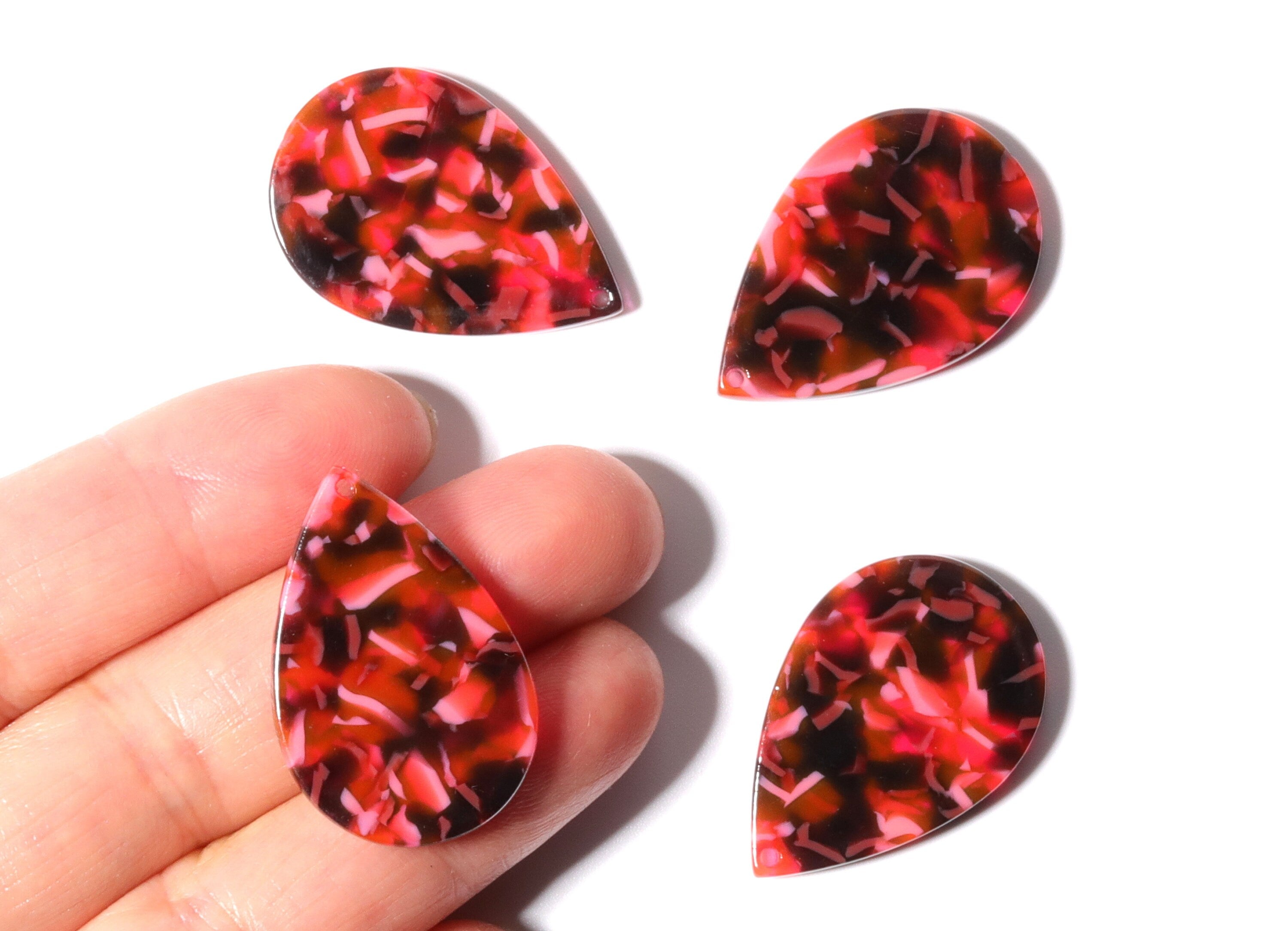 Acetate Drop Charms - Drop Pendant - Earring Findings - Jewelry Supplies - Color Code: A93 - 30.5x21x2.6mm - AC1127M - DOMEDBAZAAR
