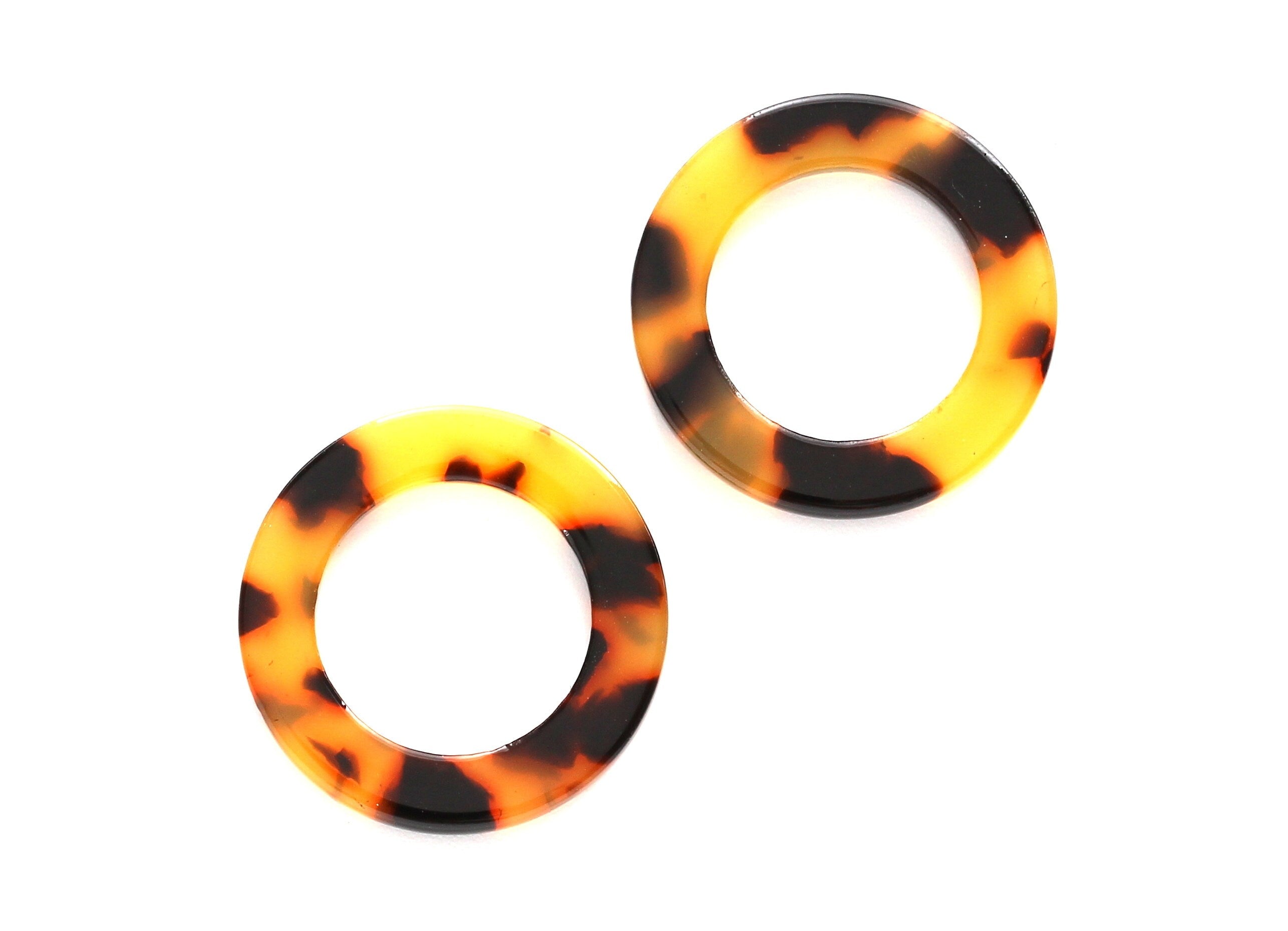 Acetate Circle Charms - Tortoise Shell Earrings - Circle Pendant - Jewelry Making Supplies - Color Code: A01 - 21.9x21.9x2.7mm - AC1112 - DOMEDBAZAAR
