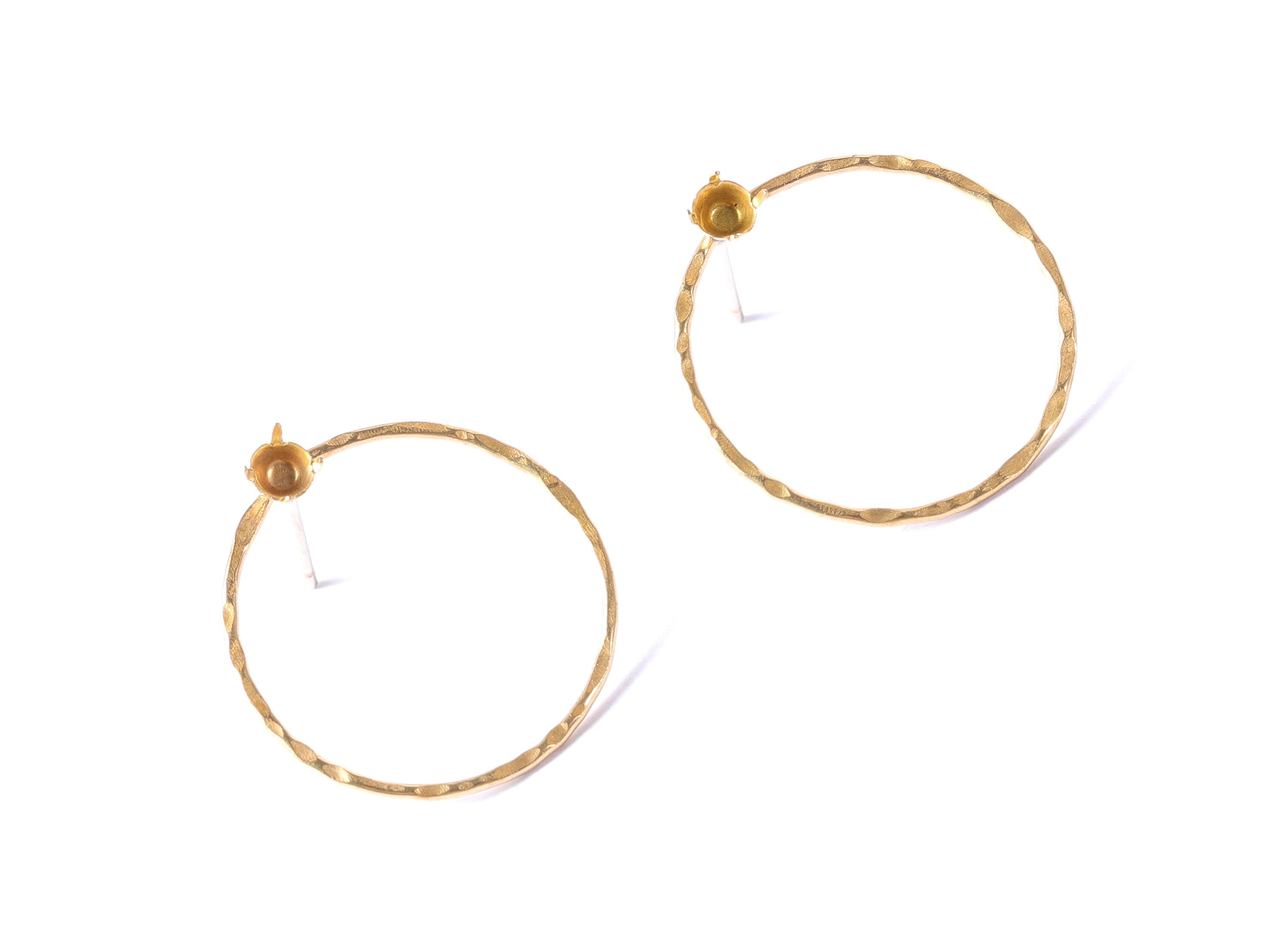 Brass Earring Settings - Raw Brass Round Earrings - Earring Findings - Jewelry Supplies - 20x19x0.7mm - PP1323 - DOMEDBAZAAR