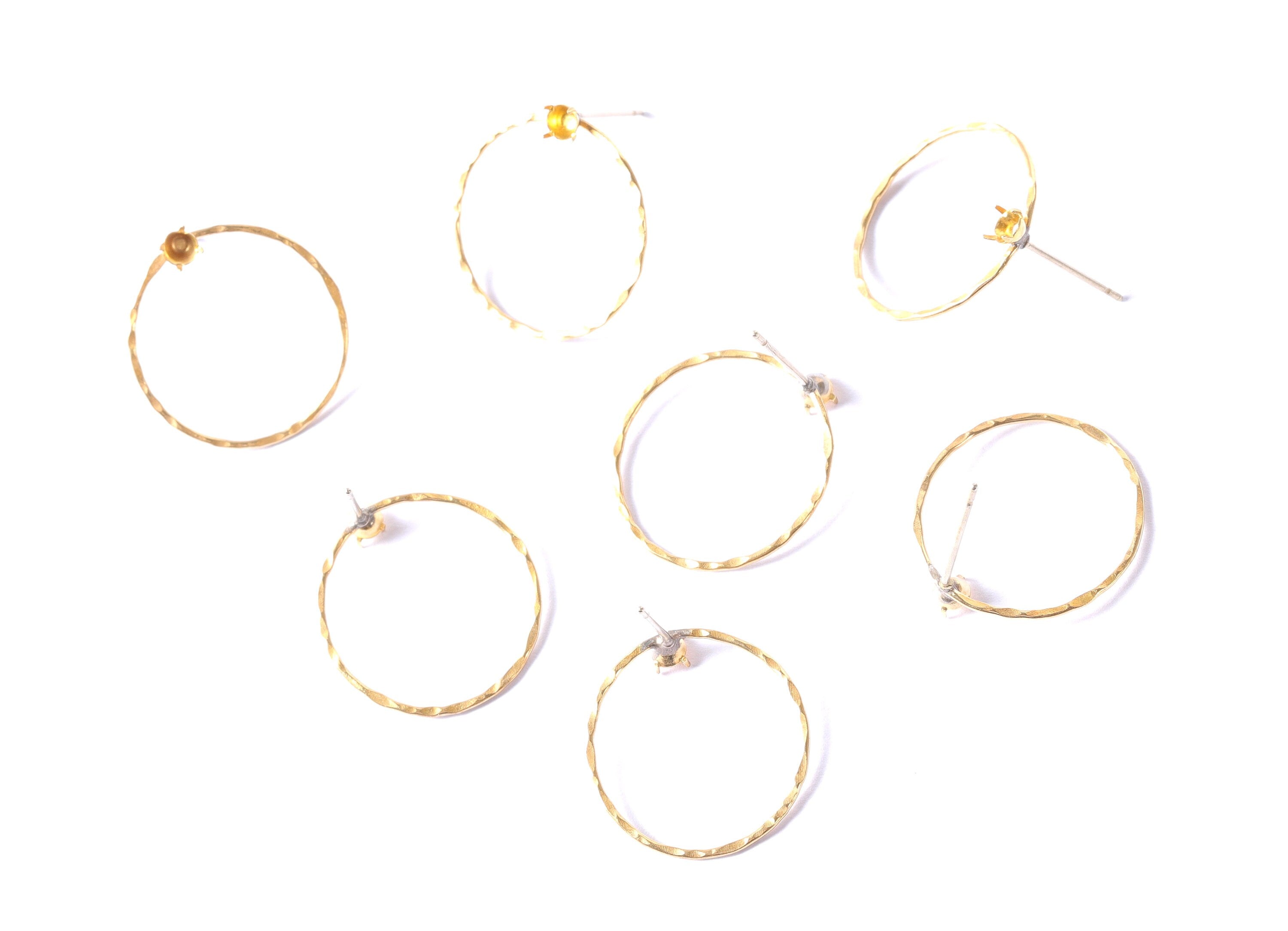 Brass Earring Settings - Raw Brass Round Earrings - Earring Findings - Jewelry Supplies - 20x19x0.7mm - PP1323 - DOMEDBAZAAR