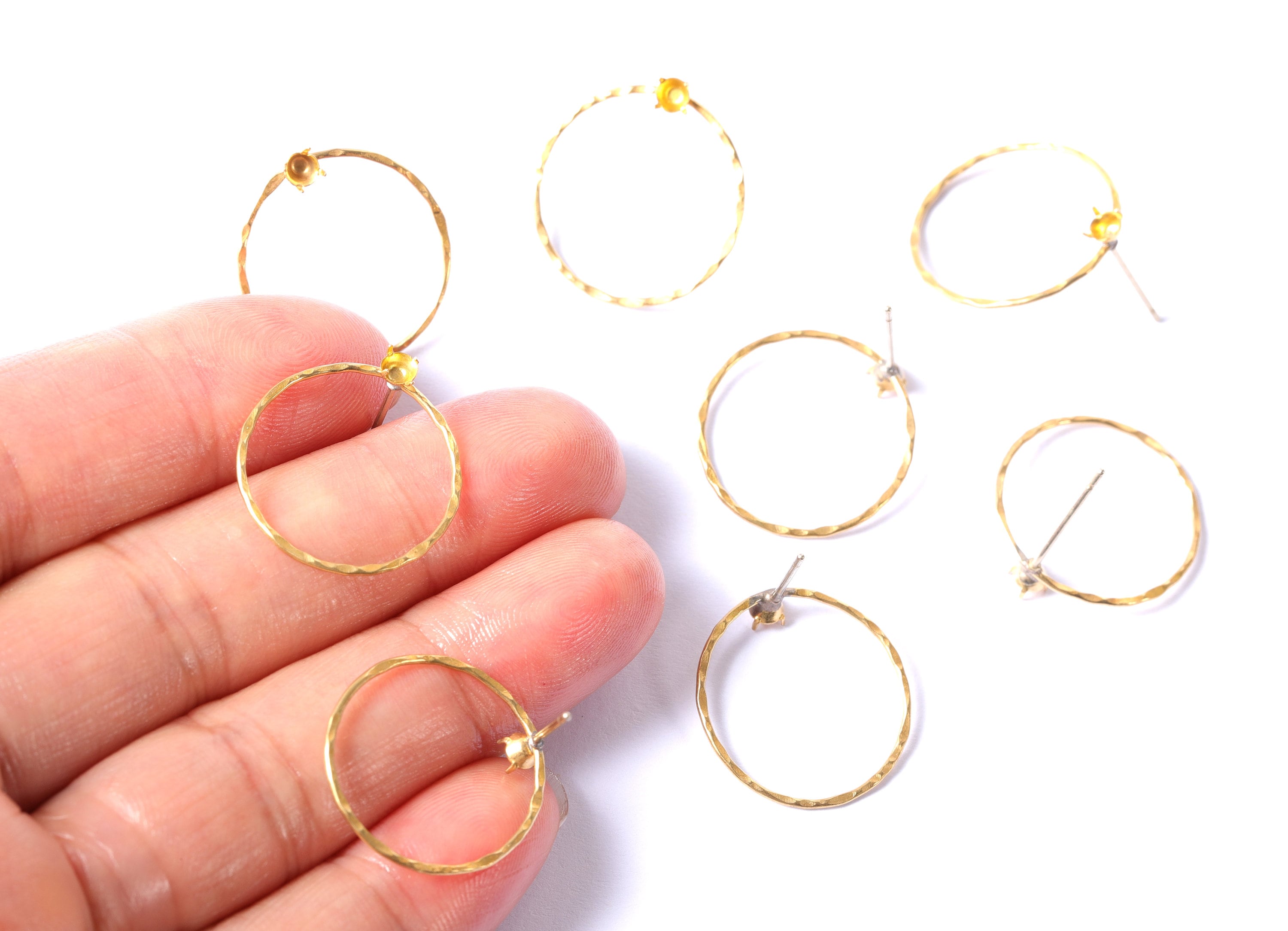 Brass Earring Settings - Raw Brass Round Earrings - Earring Findings - Jewelry Supplies - 20x19x0.7mm - PP1323 - DOMEDBAZAAR