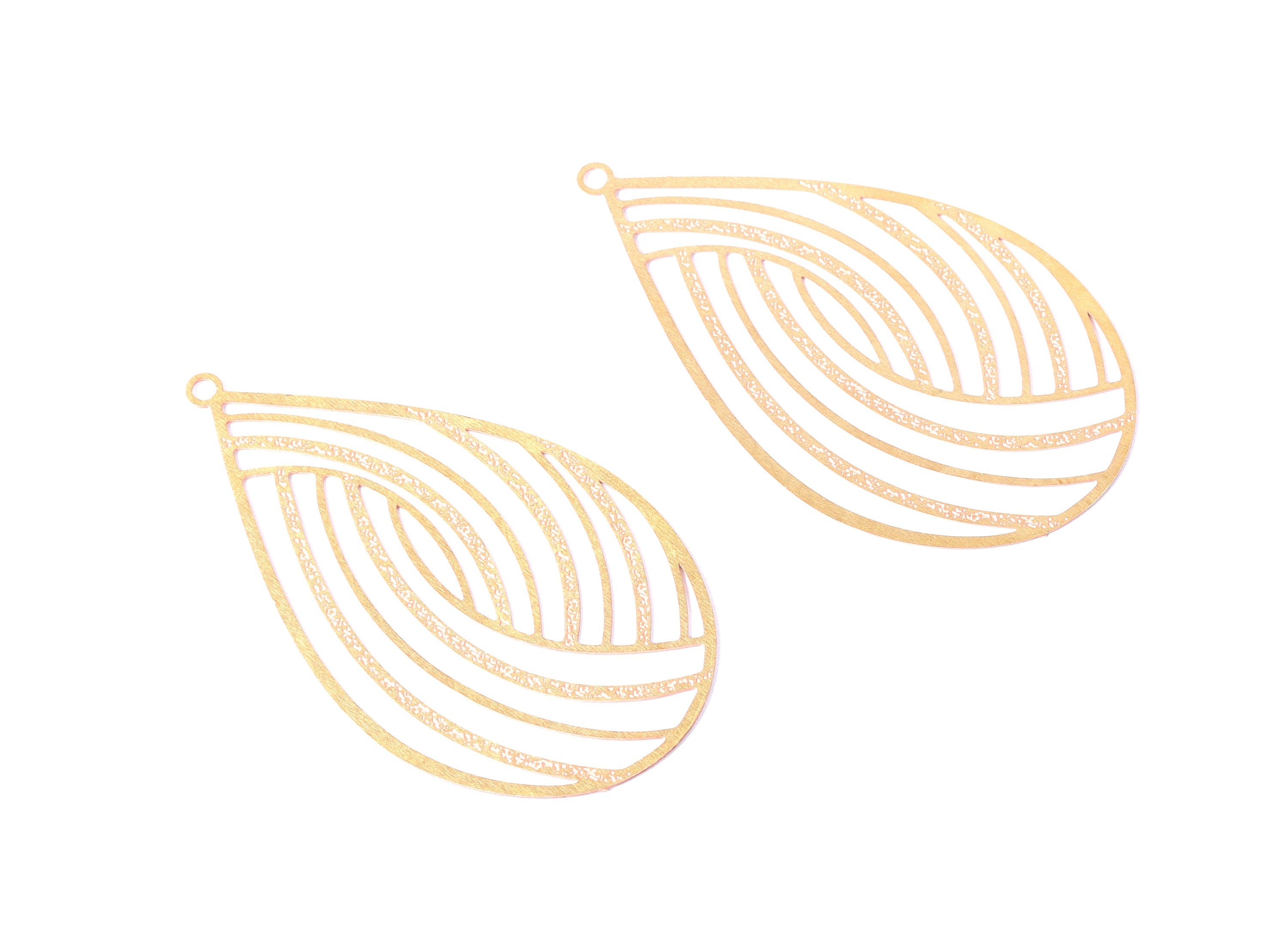 Raw Brass Marquise Shaped Earrings Charms - Brass Hallow Out Earring Charms - Earring Finding - Jewelry Supplies - 52.6x30.4x0.3mm - JJB3771 - DOMEDBAZAAR