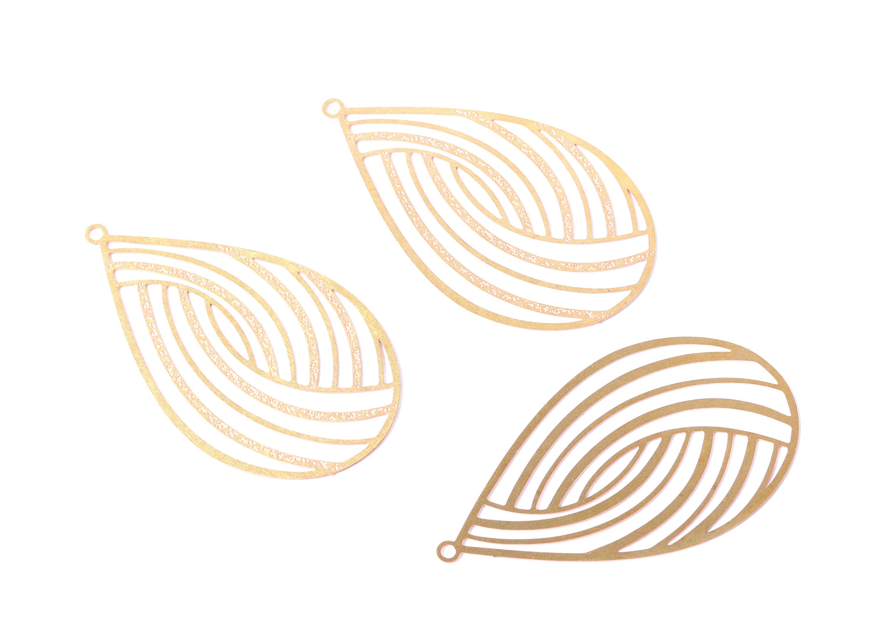 Raw Brass Marquise Shaped Earrings Charms - Brass Hallow Out Earring Charms - Earring Finding - Jewelry Supplies - 52.6x30.4x0.3mm - JJB3771 - DOMEDBAZAAR