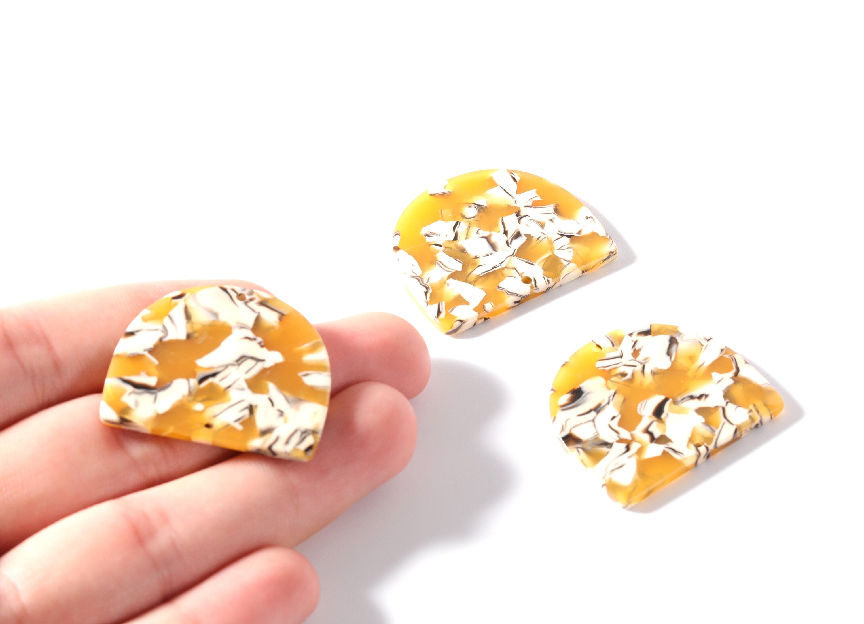 Acetate Acrylic Charms Two Holes - D Shaped Pendant - Earring Findings - Jewelry Supplies - Color Code: A14 - 29.5x34.3x2.48mm - AC1634-A14 - DOMEDBAZAAR
