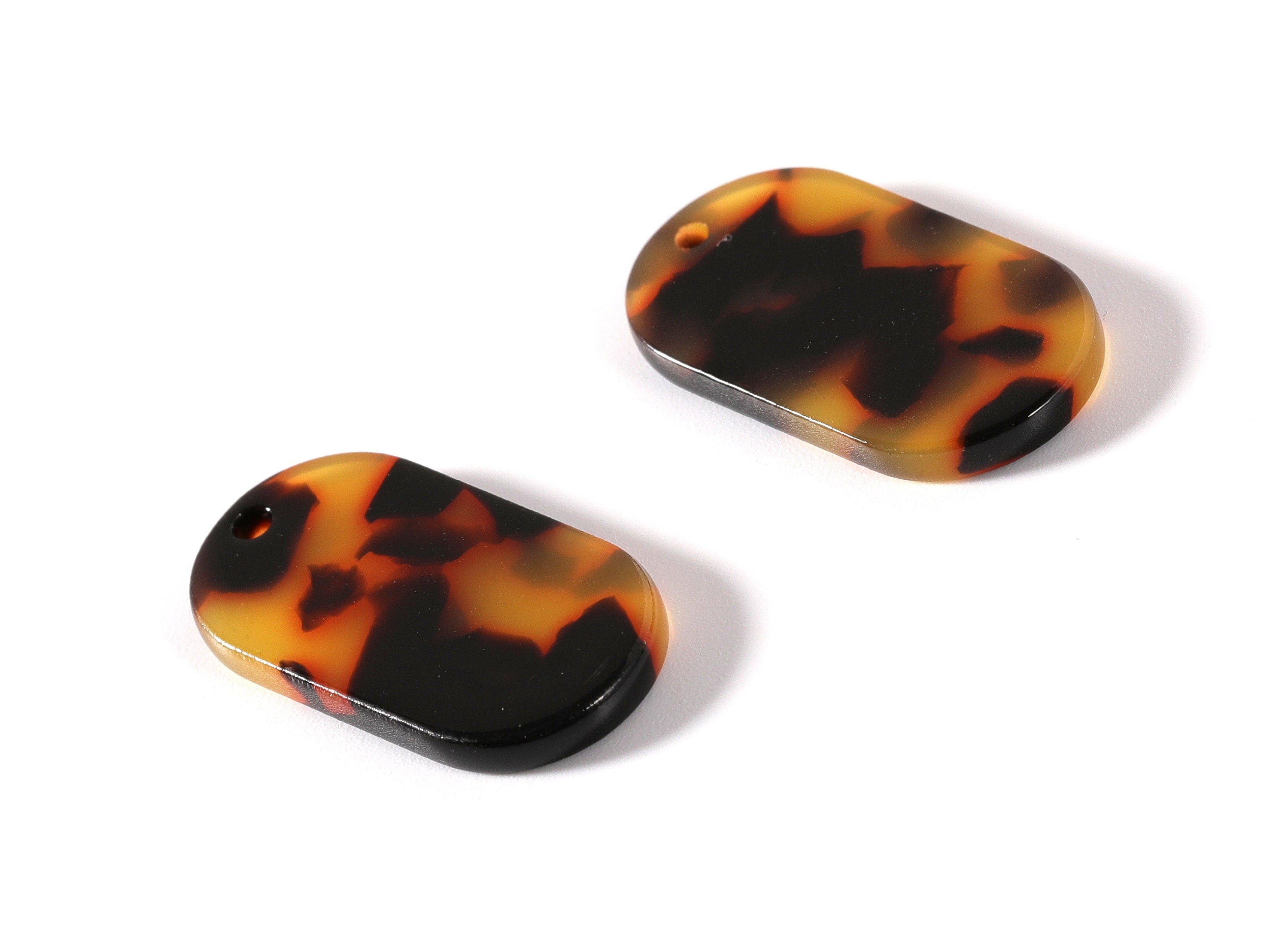 Acetate Acrylic Earring Charms - Tortoise Shell Earrings -Oval Shaped Pendant - Color Code: A01 -  26.65x13.9x2.63mm - AC1156C - DOMEDBAZAAR