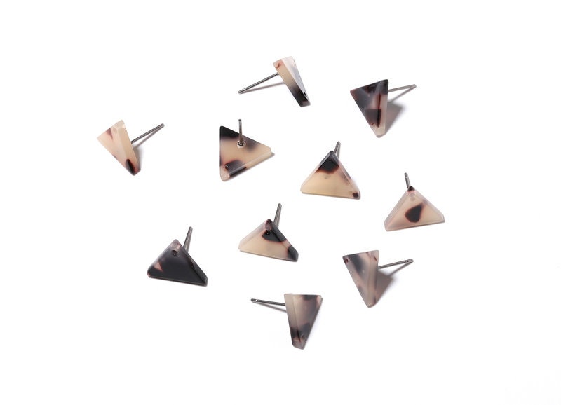 Acetate Earring Stud - Post Charms - Blonde Tortoise Shell Earrings - Triangle Earrings - Color Code: A07 - 14.29x12.49x2.5mm - AC1136E - DOMEDBAZAAR