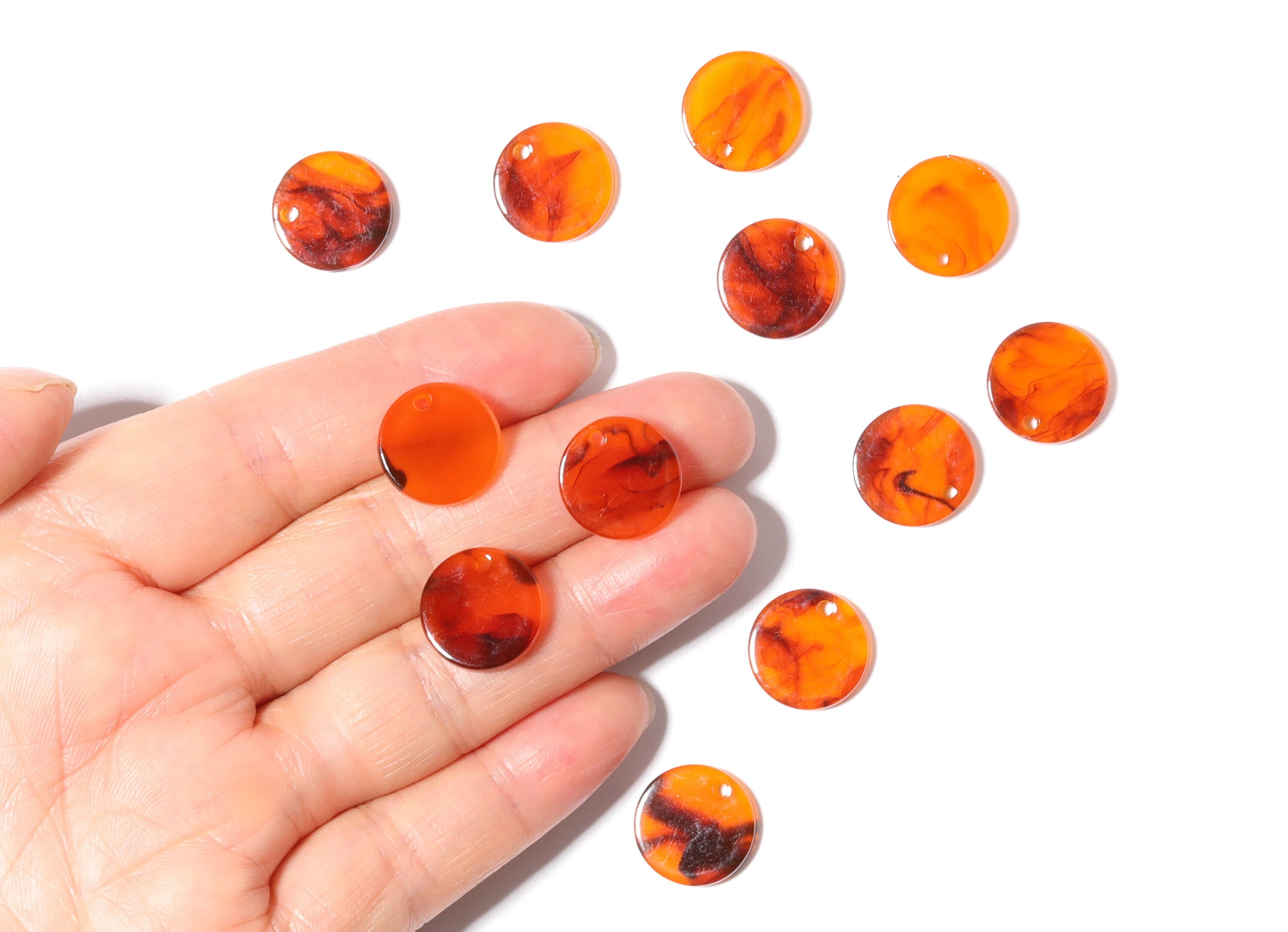 Acetate Coin & Round Charms - Coin and Round Earrings and Pendant - Earring Findings - 14.5x2.5mm - AC1064Y - DOMEDBAZAAR