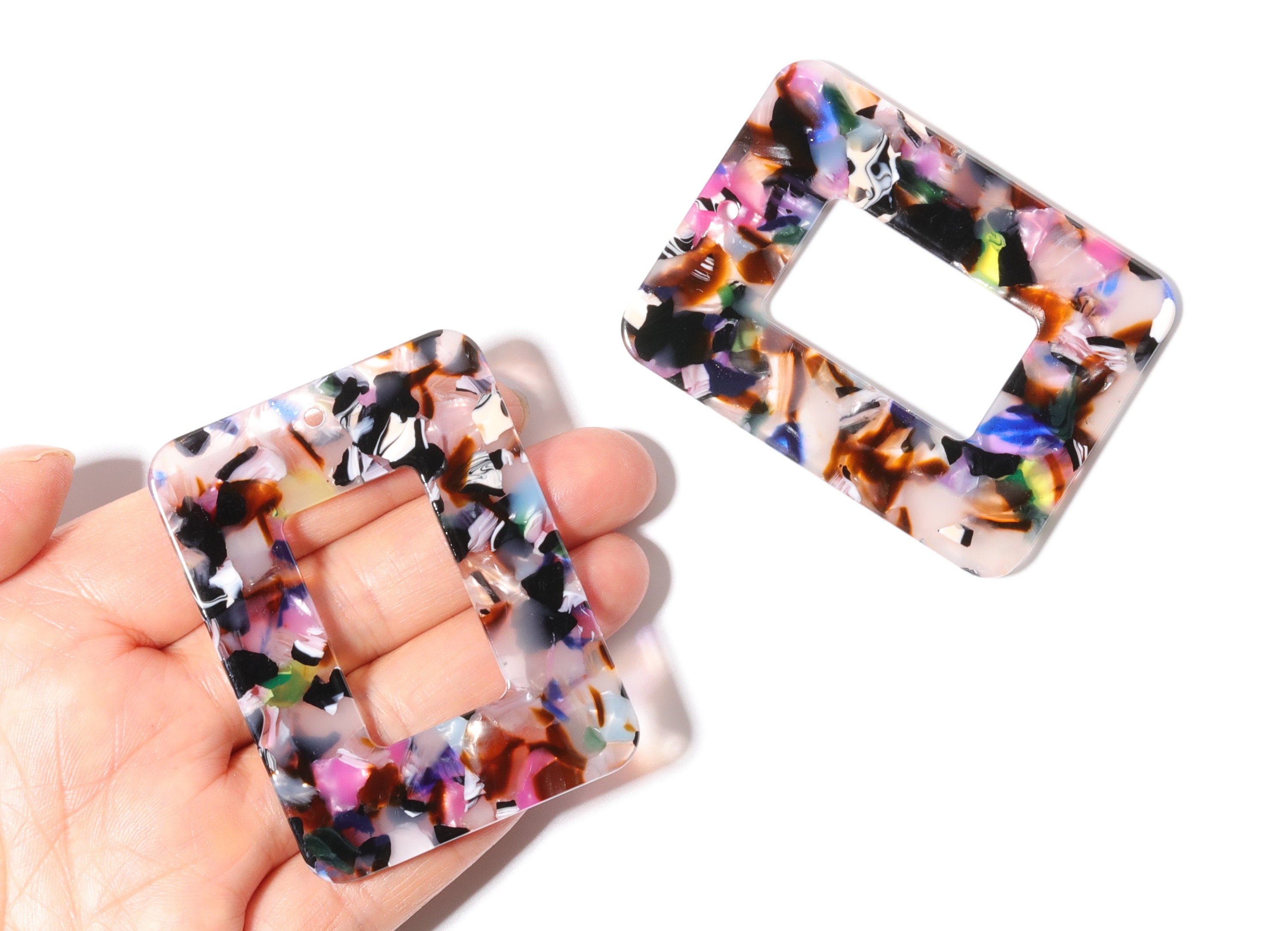 Acetate Rectangle Charms - Rectangle Earring and Pendant - Earring Findings - Jewelry Supplys - Color Code: A11 - 64.6x49.7x2.49mm - AC1106L - DOMEDBAZAAR