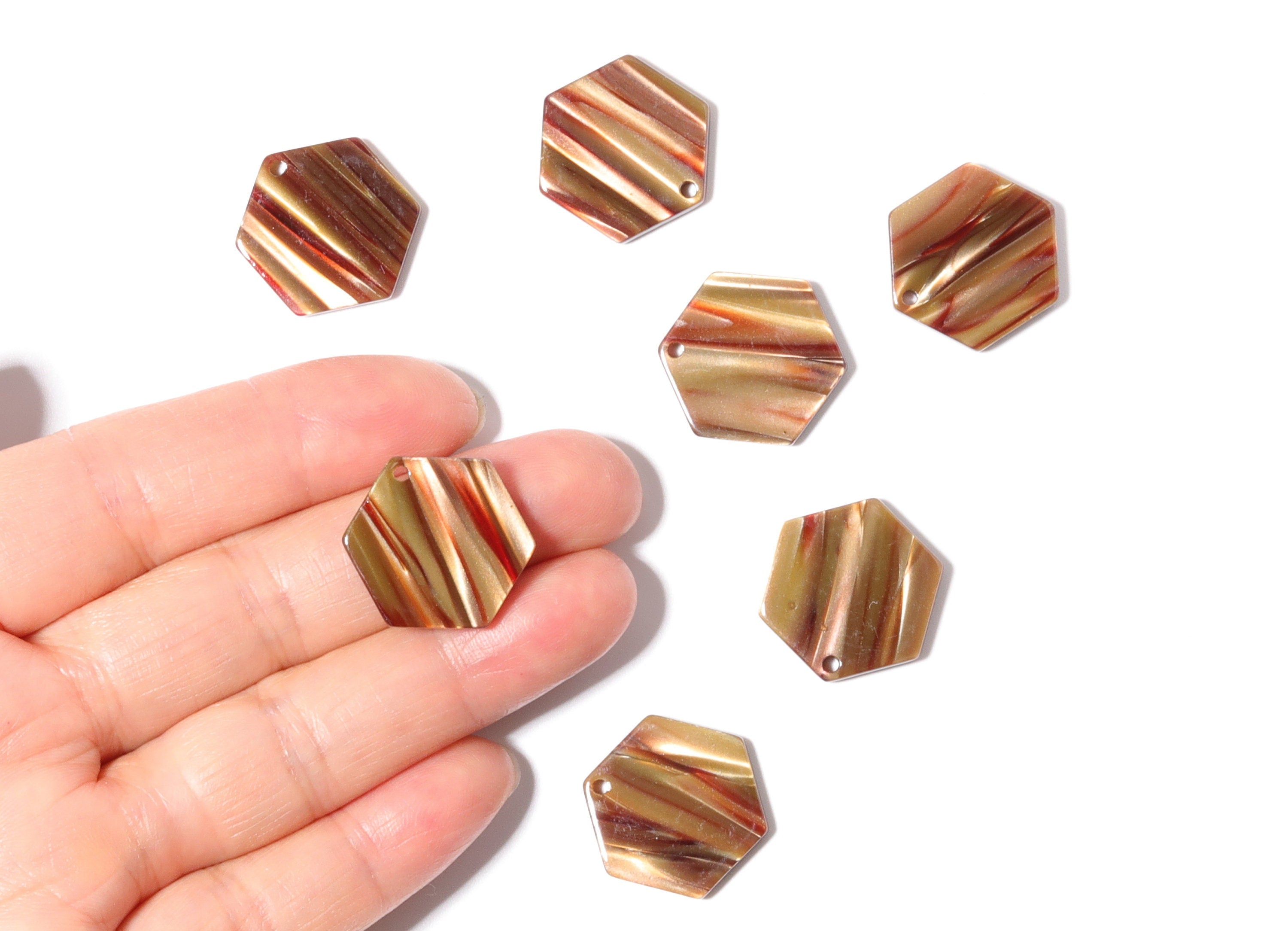Acetate Hexagon Earring Charms - Hexagon Shaped Pendant - Earring Findings - Jewelry Supplies - Color Code: A90 - 21.55x19x2.6mm - AC1188C - DOMEDBAZAAR