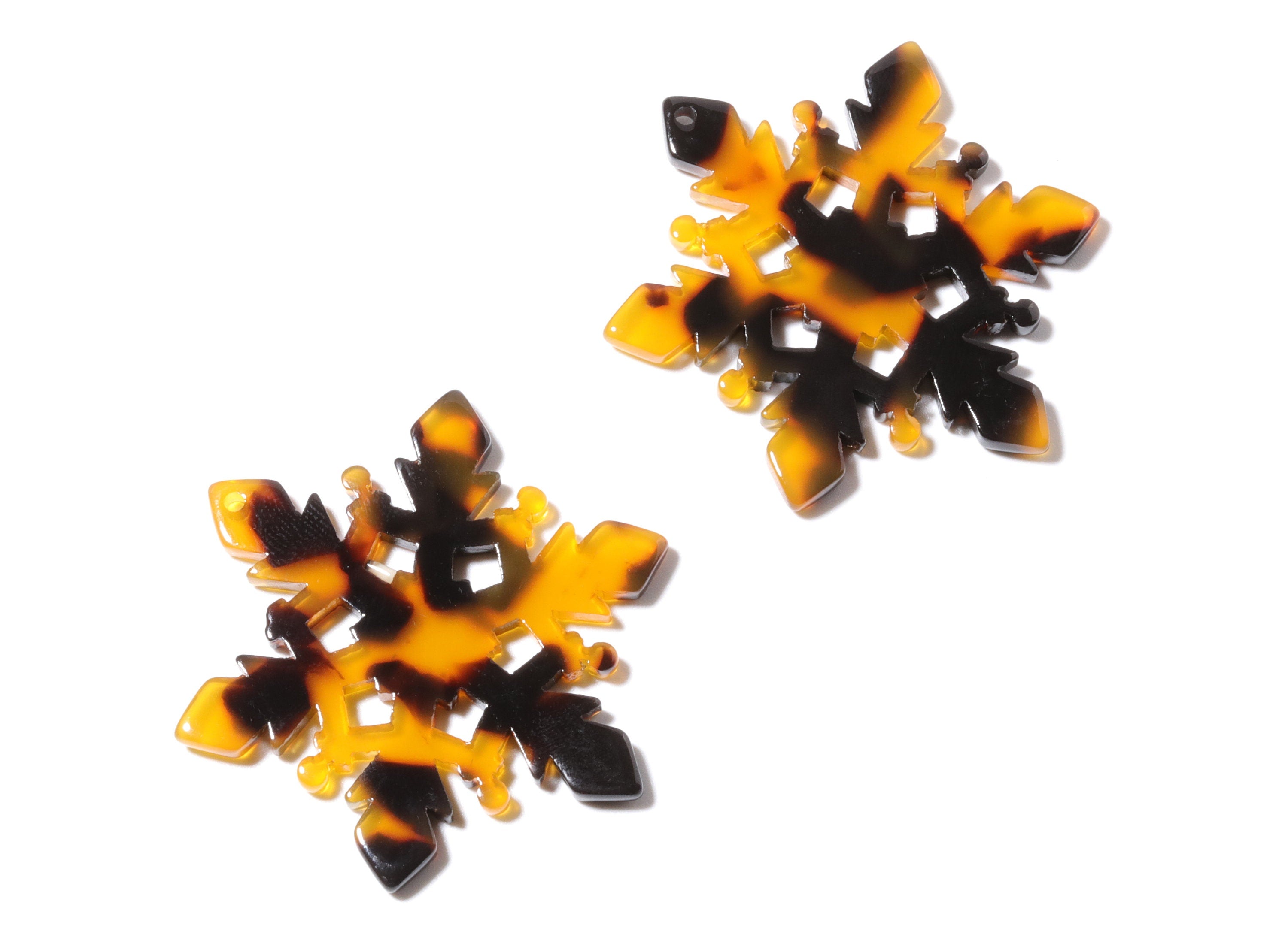 Acetate Acrylic Earring Charm - Tortoise Shell Earring - Snowflake Pendant - Jewelry Supplies - Color Code: A02 - 40.55x35x2.6mm - AC1198A - DOMEDBAZAAR